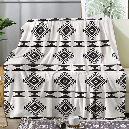 Manta occidental, manta de vellón azteca para sofá, cama, mantas y mantas con patrón de nativos americanos, manta de franela de felpa súper suave y