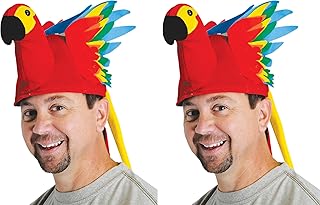 Walker Edison Beistle 2 Piece Plush Fabric Novelty Parrot Hats For Luau Theme Party Supplies Decor