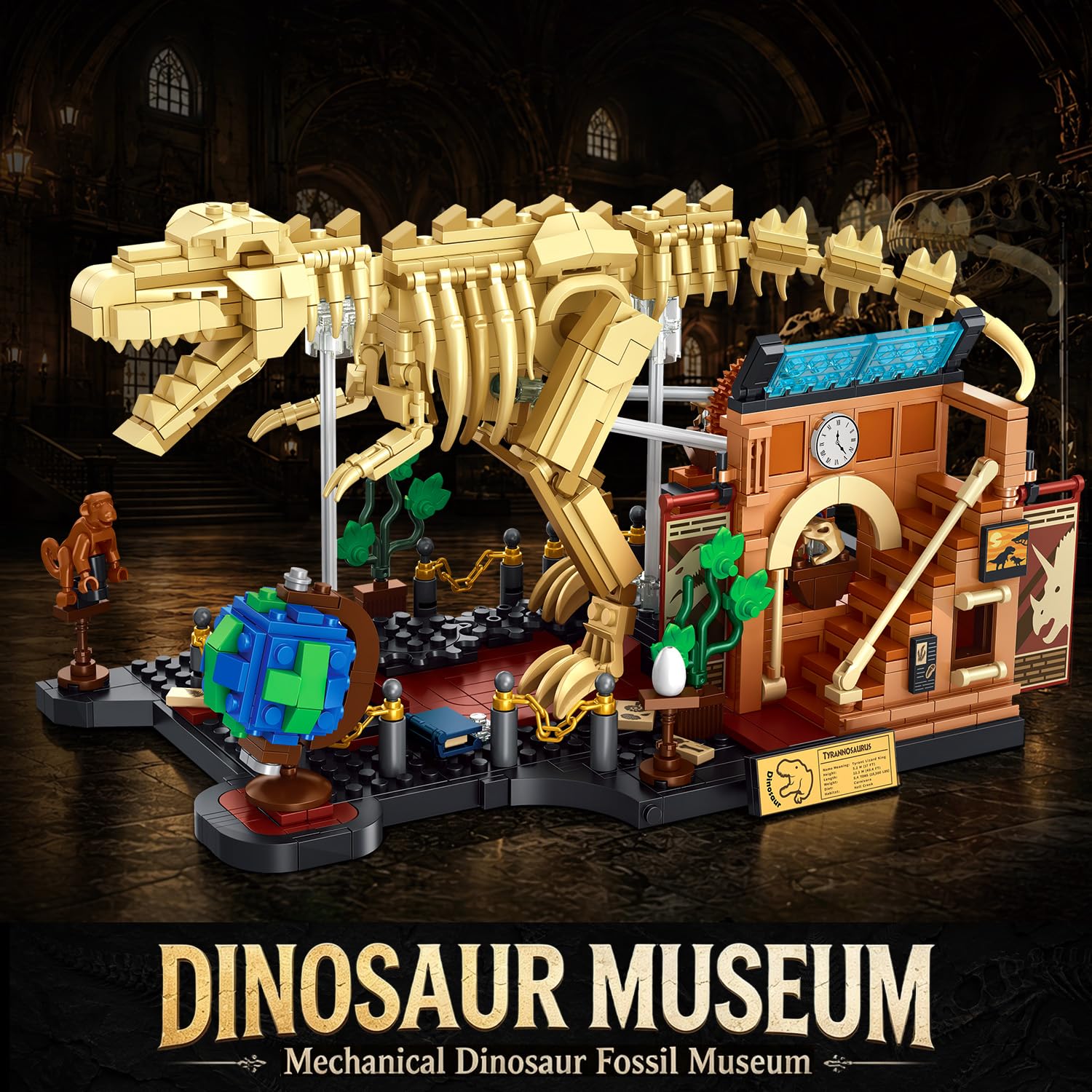 INSOON Juego de construcción mecánico de esqueleto de dinosaurio T-Rex, 927 piezas, modelo de exhibición de museo fósil tiranosaurio Rex, bloques de construcción móviles para decoración de oficina en