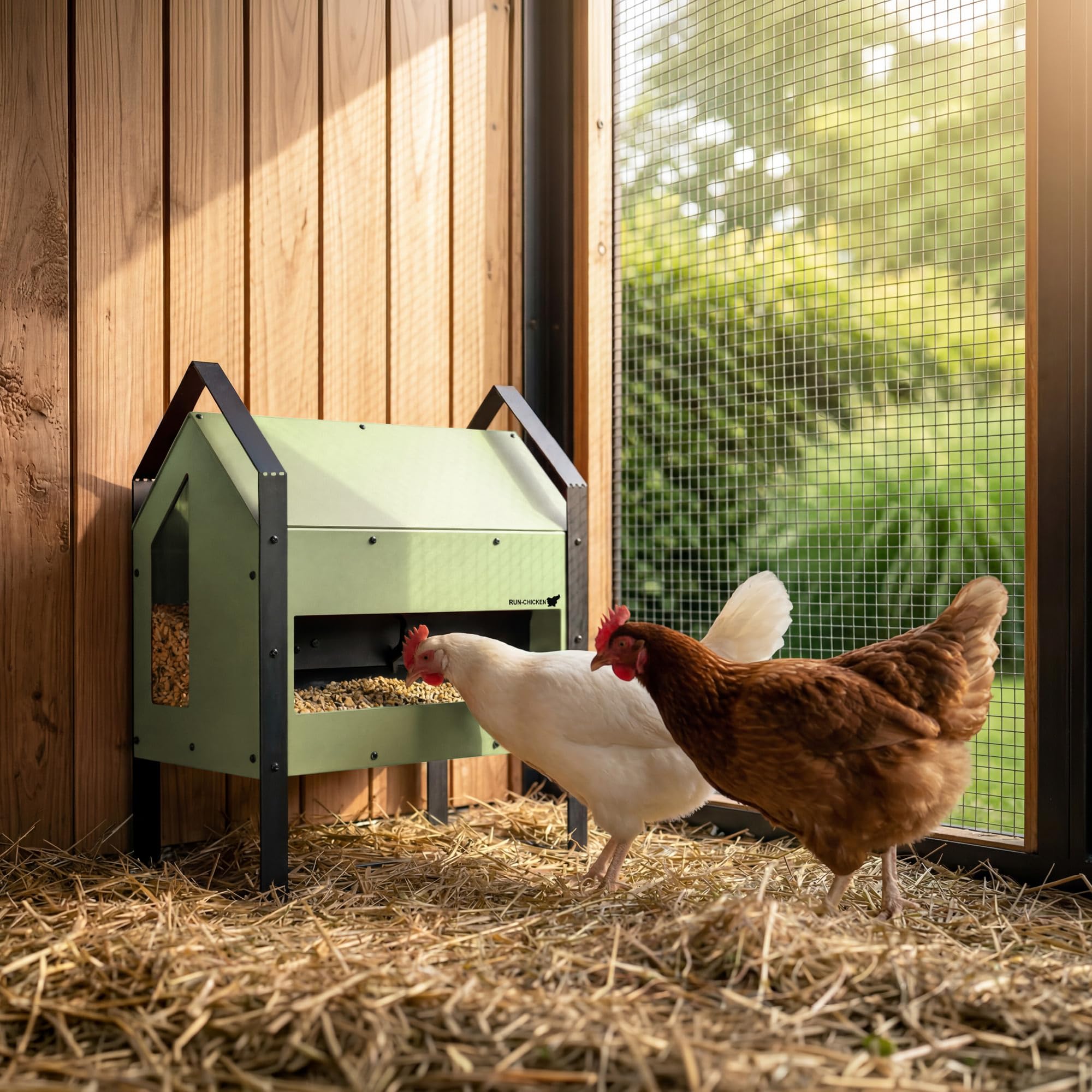 RUN-CHICKEN GO Feeder Mint - Comedero automático para pollos con control por aplicación, capacidad de alimentación de 12 L, aluminio, batería USB-C, temporizador, GPS y modo manual, para hasta 6