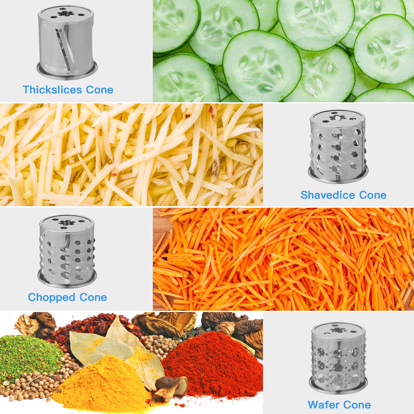 Nictemaw 2000W Multifunzione Tritacarne Macchina da Cucina, Elettrico Tritatutto di Verdure, con 3 Dischi Forati, 4 Lama a Cono, Riempitrici di Salsicce e Accessori per Dolci