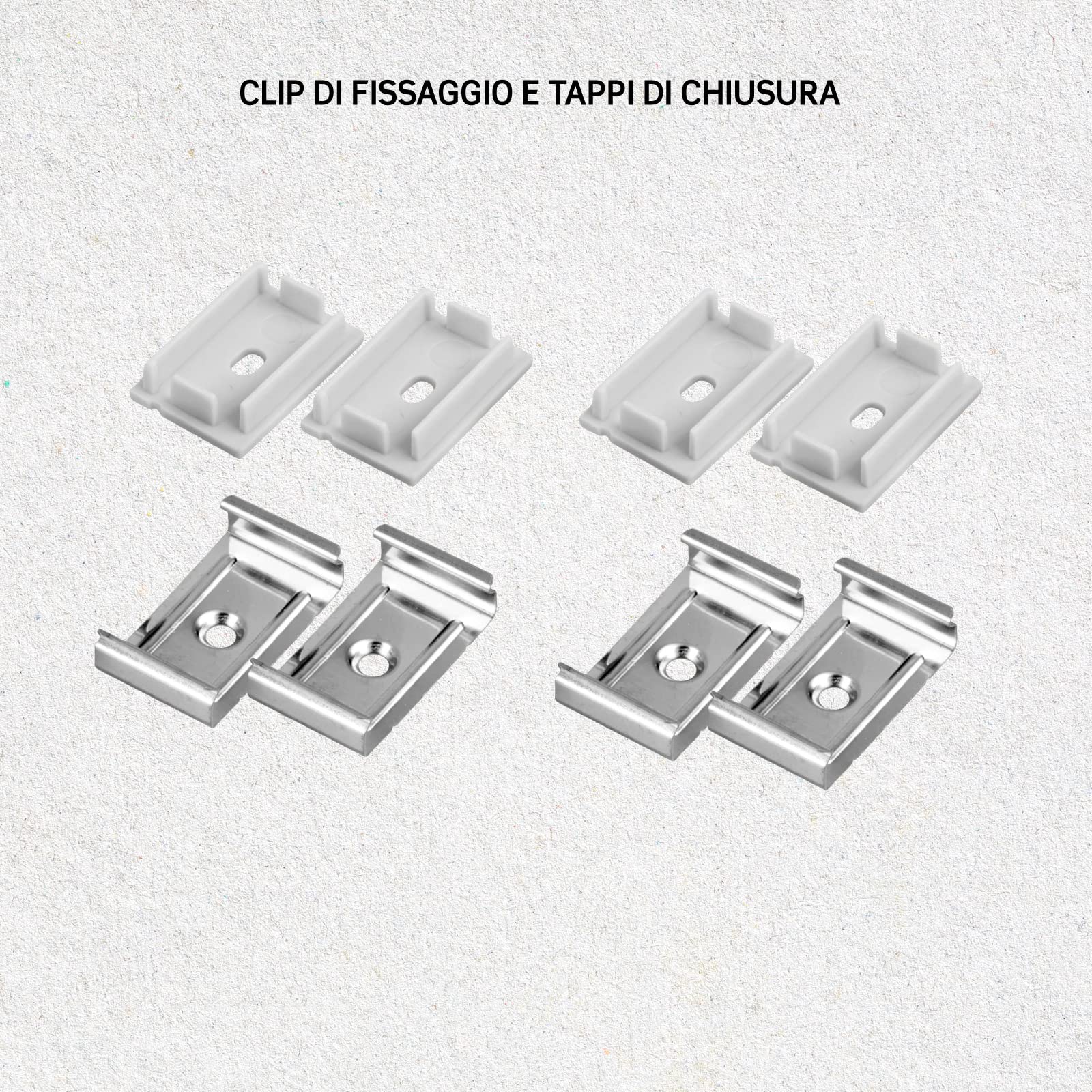 Eurocali 5x Profili da 2m (10mt) in Alluminio Grigio per Strisce LED Copertura Opaca larghezza max striscia led 25mm - 30 x 20