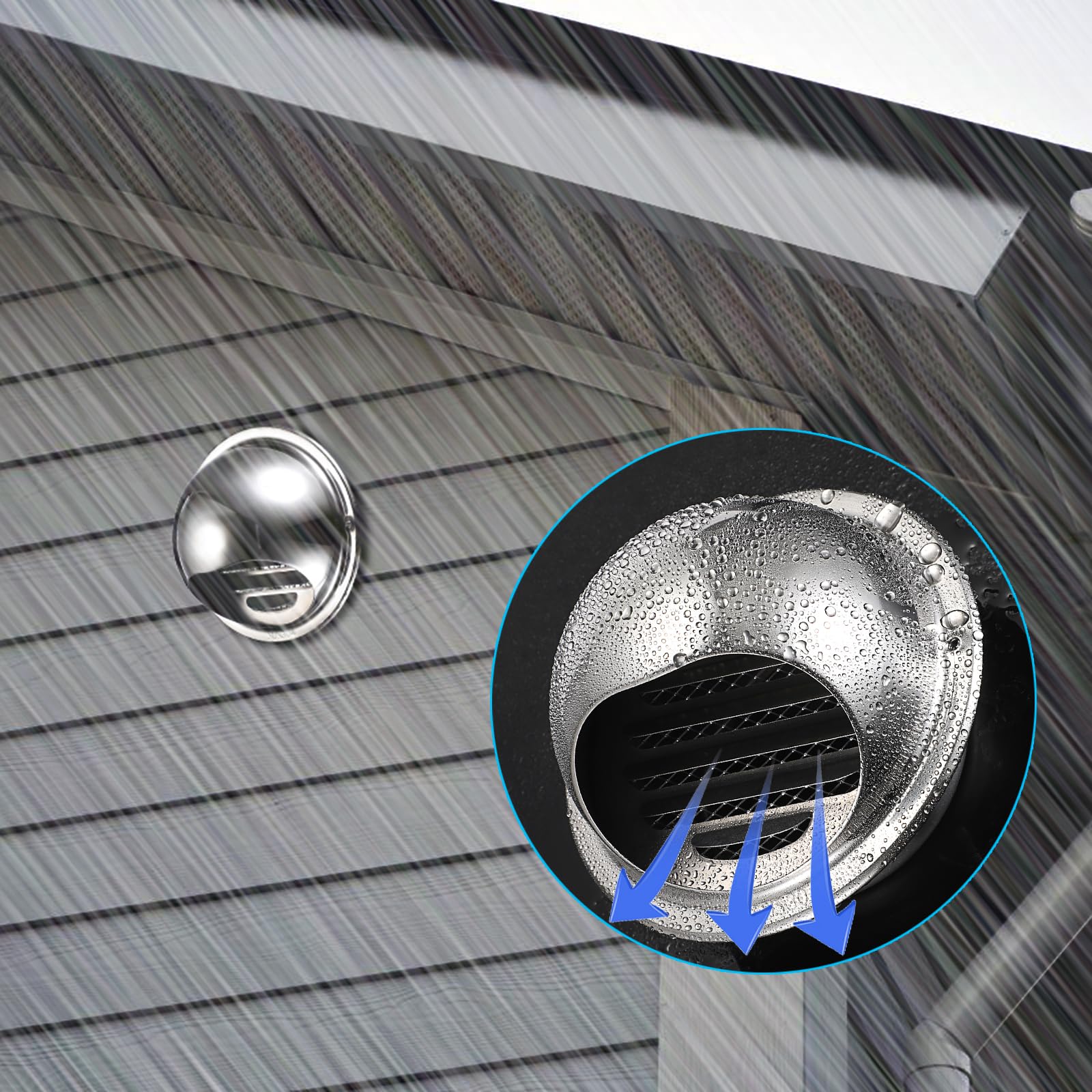 100mm Edelstahl Lüftungsgitter Rund Metall Abluftgitter Silber Wetterschutzgitter mit Insektenschutz Vogelschutzgitter Mausschutzgitter Wandentlüftung für Wohnungen, Badezimmer, Küche, Garage