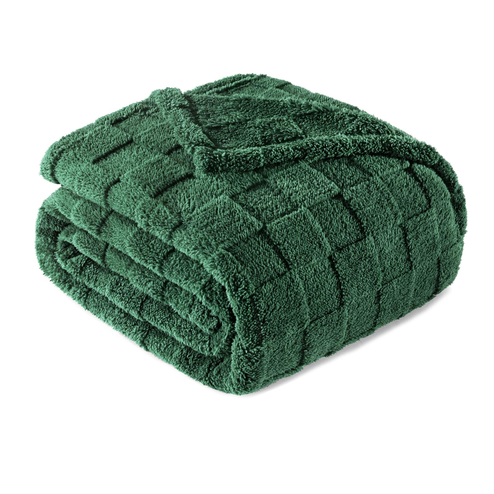 Exclusivo Mezcla Kuscheldecke Fleecedecke, Superweiche Karierte Sofadecke, Flauschige Decke für alle Jahreszeiten, 130 x 150 cm, Dunkelgrün