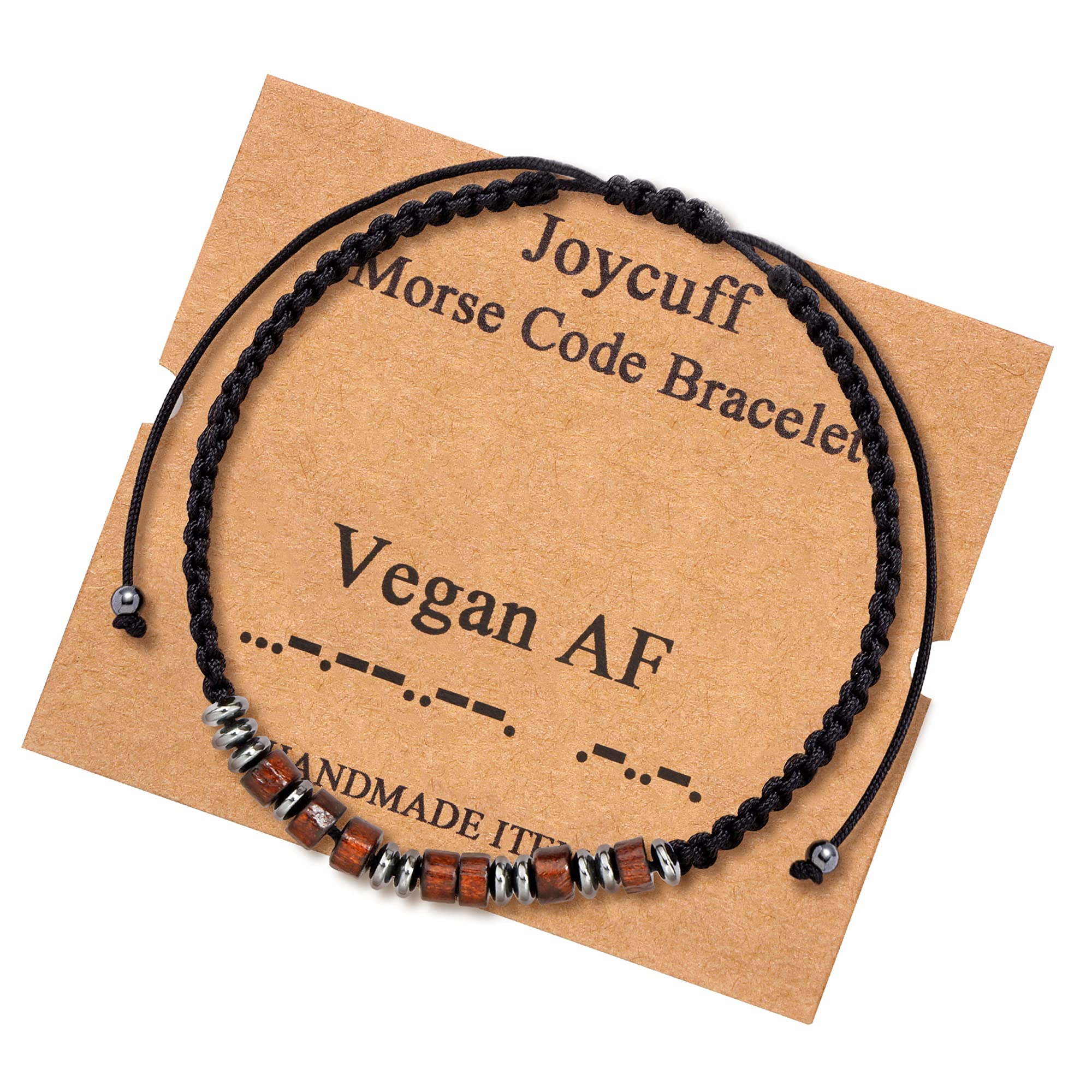 JoycuFF Inspirational Morse Code Bracelet Motivational Secret Message Wood Beads with Cord Jewelry for Women Unique Birthday Mother's Thanksgiving Day Gifts for Best Friend Mom Sister Daughter