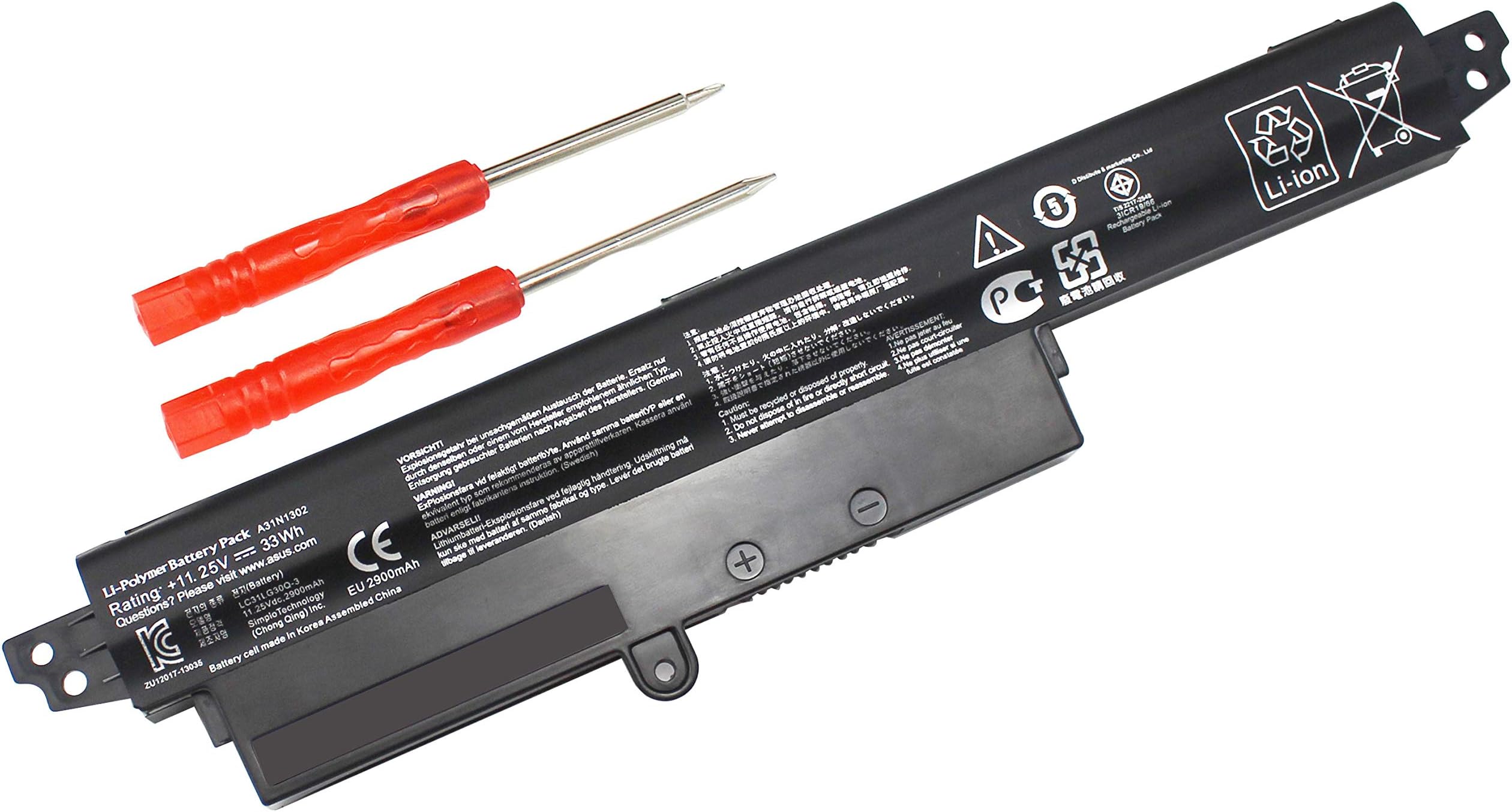 ROCKETY A31N1302 Battery Compatible with VivoBook X200CA X200M X200MA F200CA K200MA K200MA-DS01T 11.6" A3INI302 A31N1302 A31LMH2 A31LM9H 1566-6868 0B110-00240100E Laptop Batteries(11.25V 33WH)