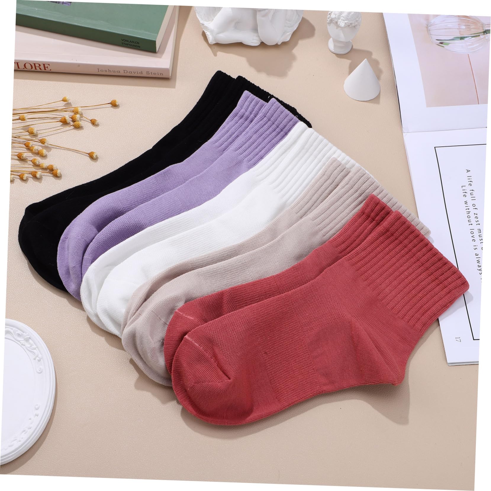 Hemobllo Calcetines de Algodón para Mujer, 10 Pares, Crew de Uso Diario | Paquete 10 Unidades, Banda Elástica, para Senderismo y Actividades Variadas