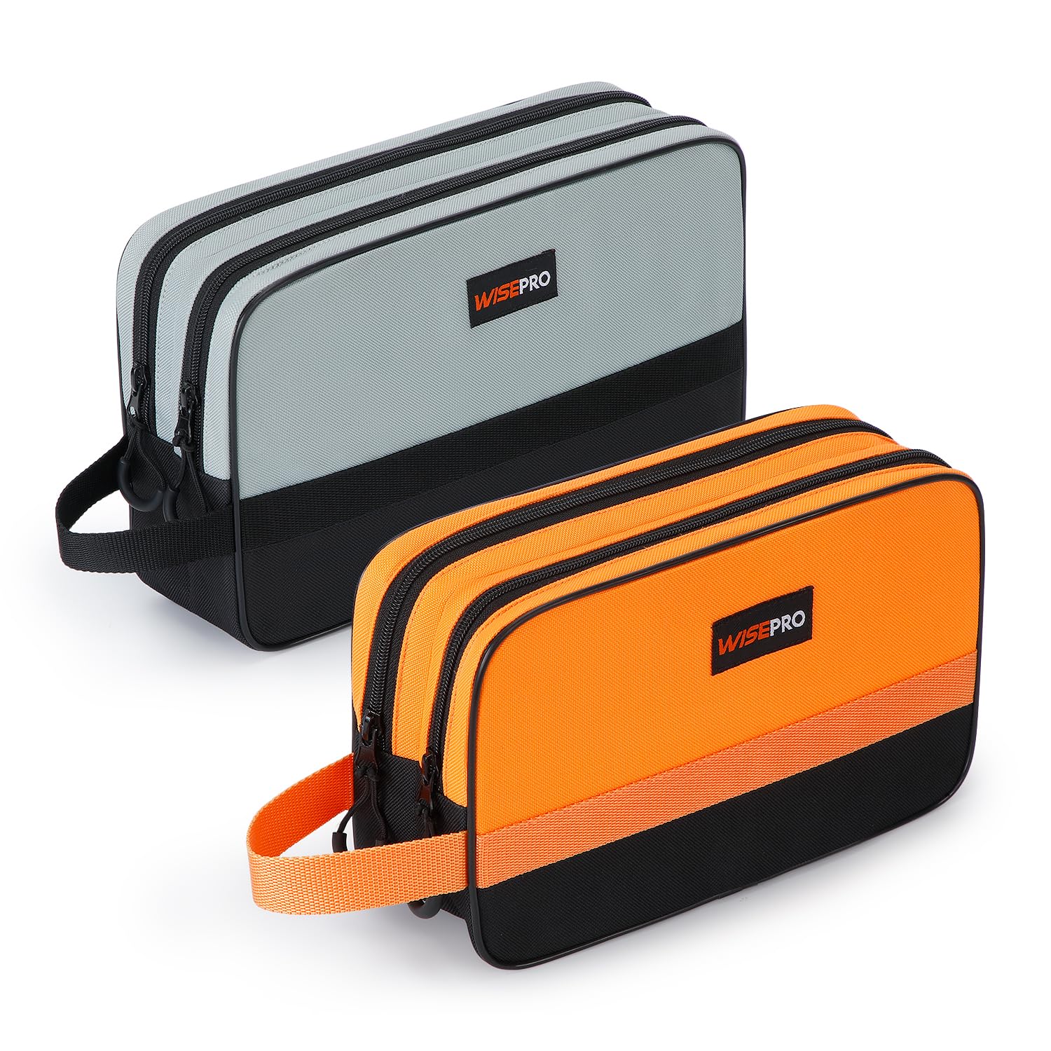 WISEPRO 2 PCS Zipper Tool Pouches, Heavy Duty Dual Compartments Water-Resistant 600D Small Tool Bag for Electrician, Plumber, Utility Organizer Pouch for Pliers, Screwdrivers, Wrenches