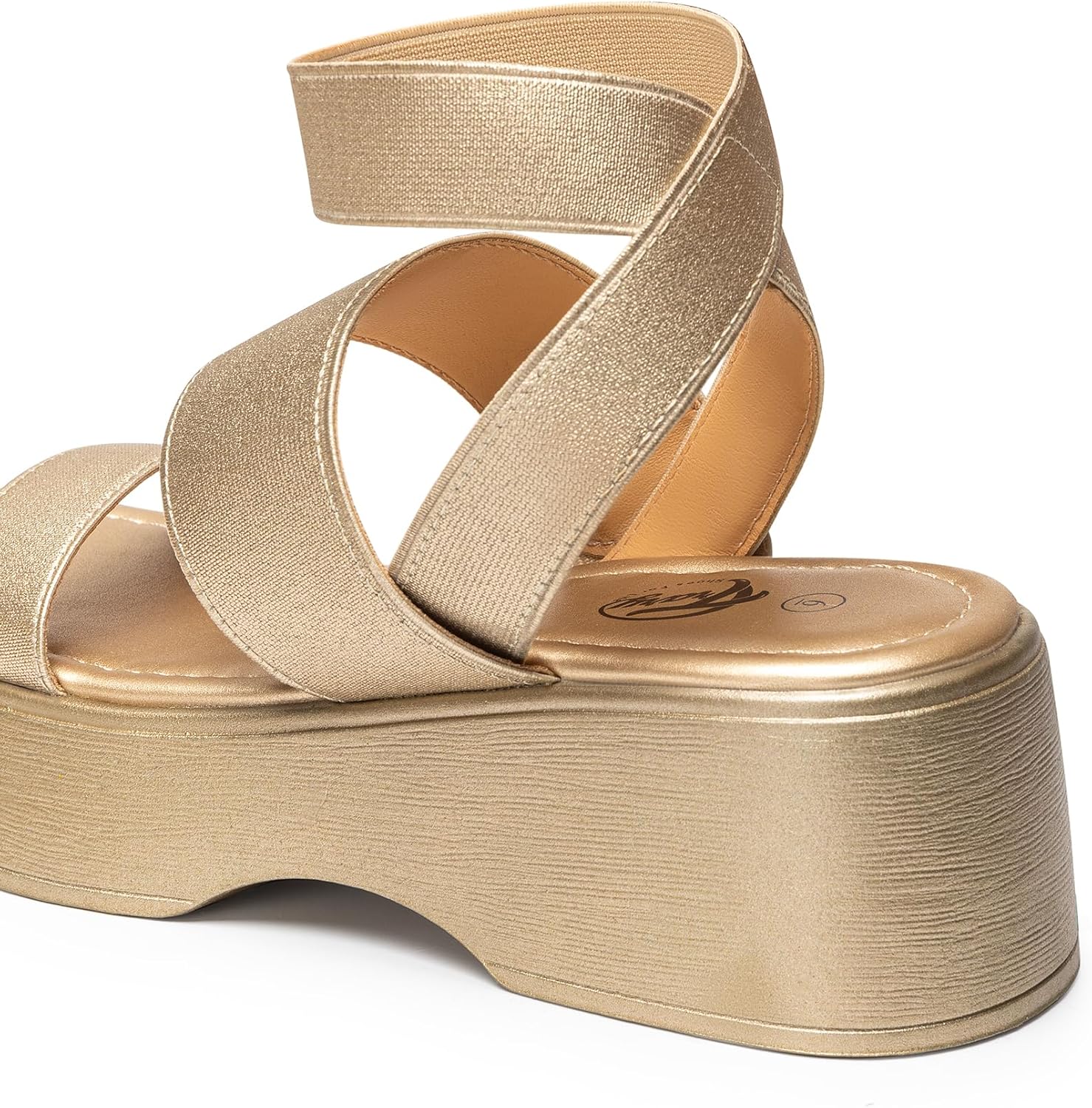 Trary Wedge Sandals for Women, Sandals for Women Dressy Summer, Cute Open Toe Platform Sandals, Lightweight Elastic Ankle Strap Sandals, Womens Heeled Sandals, Comfortable Beach Sandals, Summer Sandals for Women 2023 - Image 3