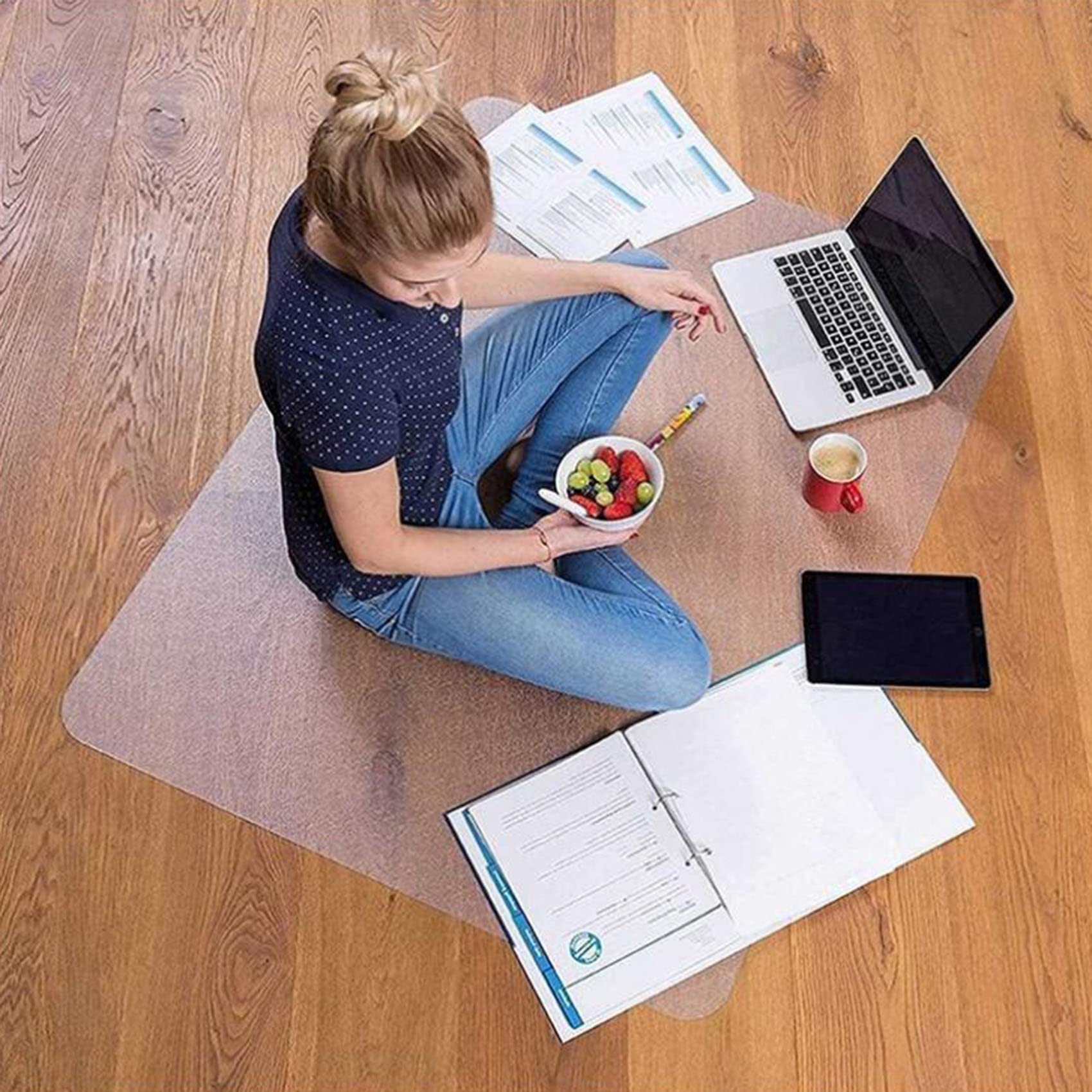 Tapis de protection de sol transparent antidérapant en PVC – 1,5 mm d'épaisseur pour sols durs facile à nettoyer 60/80/90/100/120 cm de large