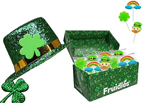Miniatura 8 de Lollipops del día de San Patricio, leprechaun, trébol verde y chupitos de piruleta arco iris, caja de regalo para fiesta, envuelta individualmente