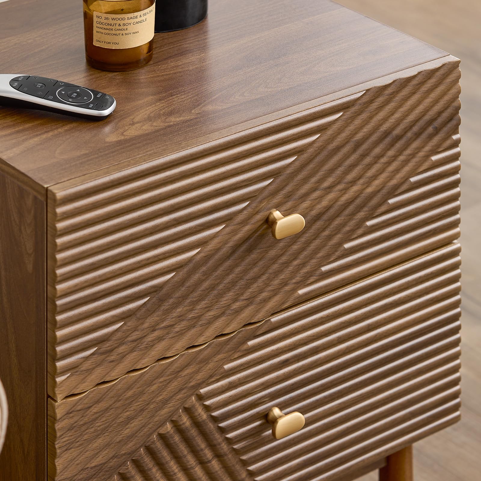 SoBuy Vintage Nachttisch mit 2 Schubladen 45×40×58cm Schlafzimmer | Holz Beistelltisch mit Gummibaumholzbeinen, Nachtschrank für Schlafzimmer Wohnzimmer und Büro, Braun FBT170-N