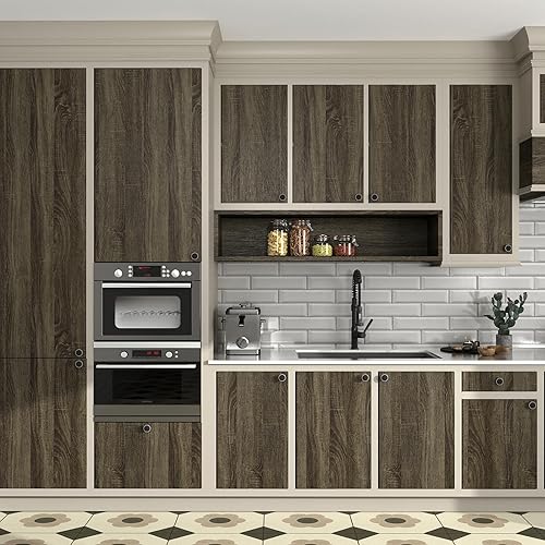 Miniatura 5 de Papel de contacto de madera marrón para encimeras, papel de contacto de grano de madera para gabinetes, papel de contacto con aspecto de madera para