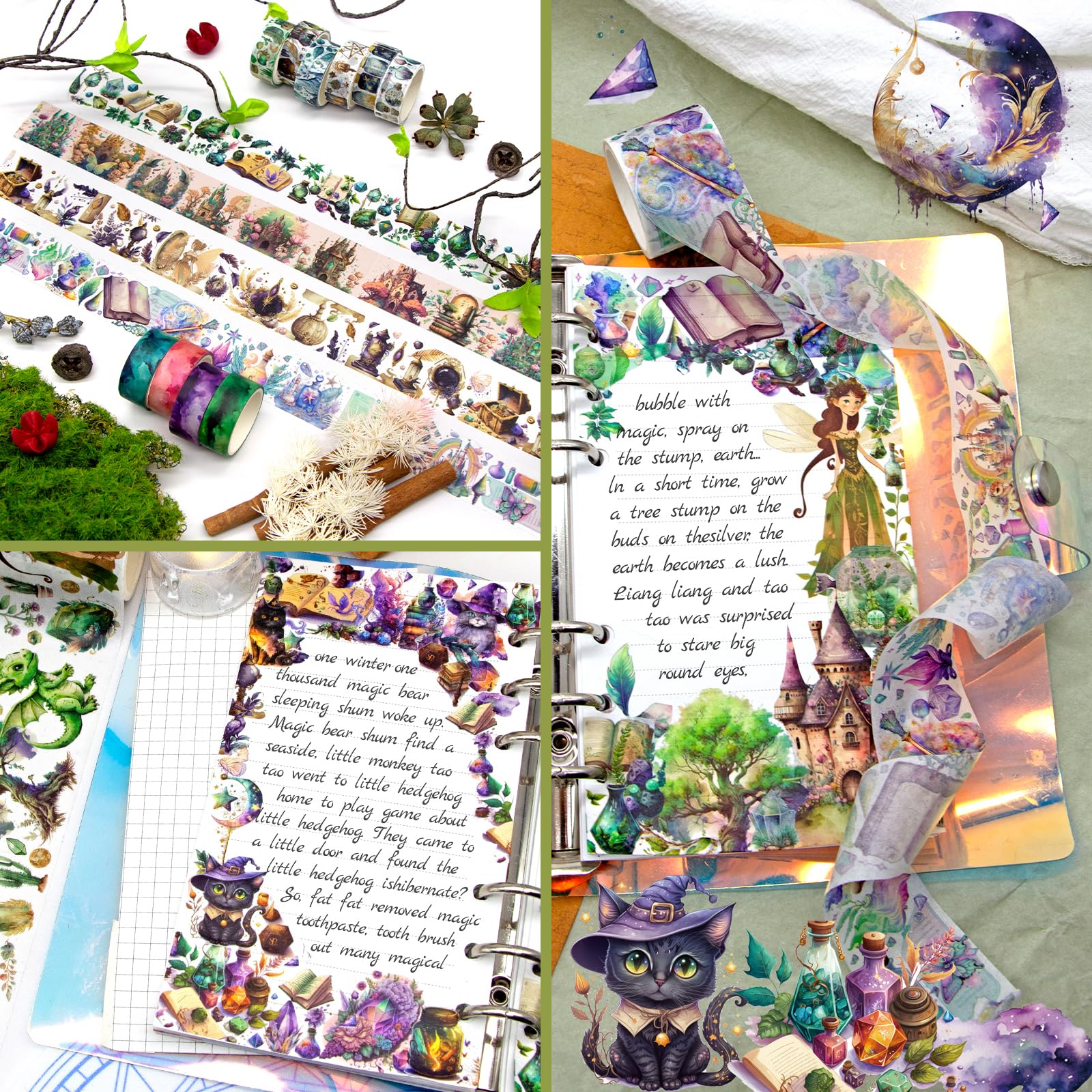 Ieebee Washi-Tapes-Set mit 23 Rollen, magisches und feenhaftes Band für Tagebuch mit Markern, buntes Klebeband für Scrapbooking, Tagebuch
