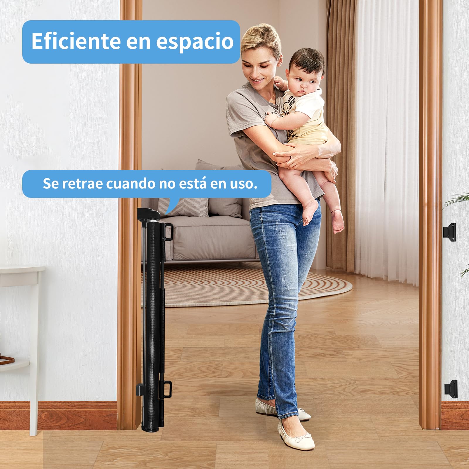 derimkcoa Barandilla de Seguridad retráctil 0-150 cm(Negro)