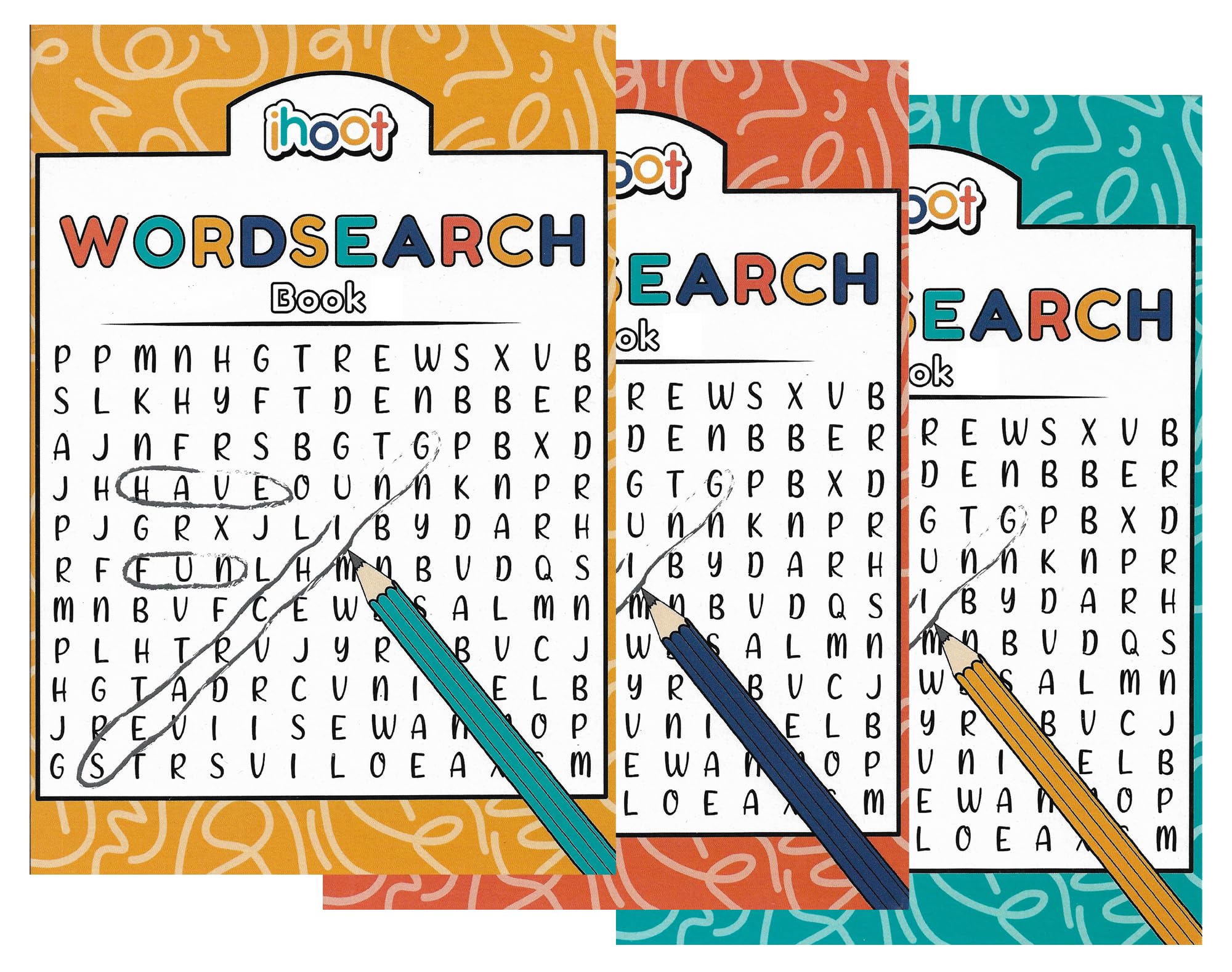 ihoot Pack of 3 Assorted A5 Word Search Books for Adults