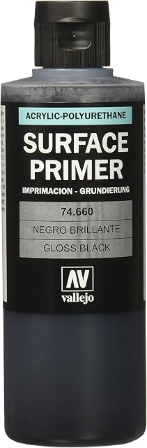 Acrylicos Vallejo 200 ml Polyurethane Primer - Gloss Black