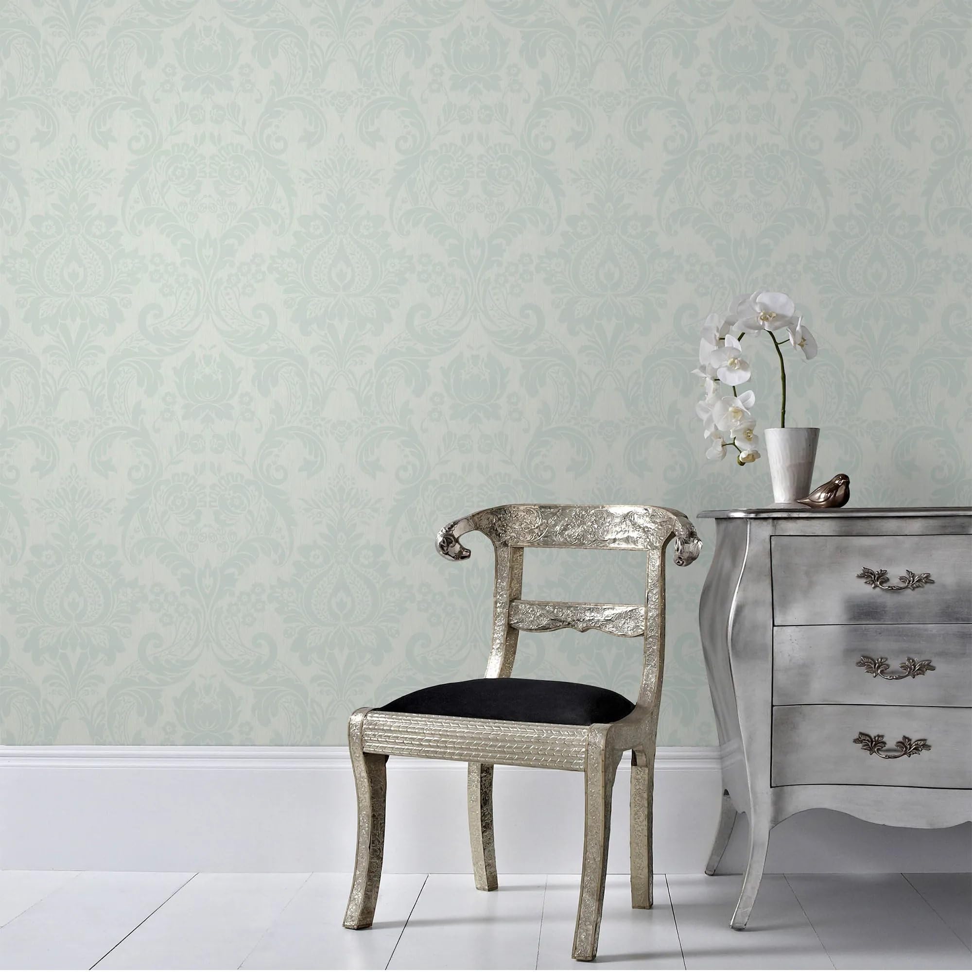 Super Fresco Superfresco Herme Duck Egg Blue Damask Wallpaper