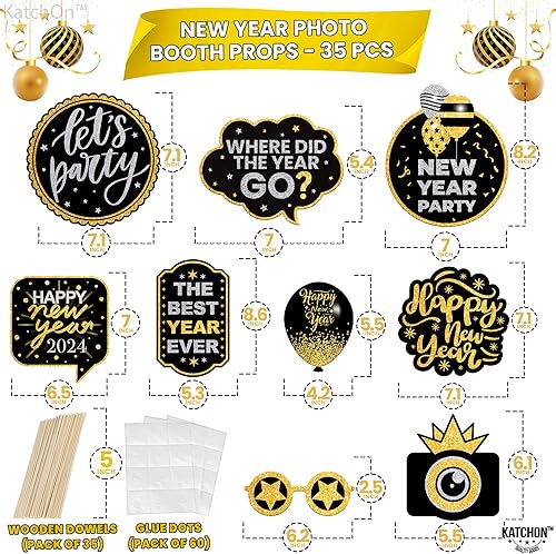 Miniatura 3 de Accesorios de cabina de fotos de Año Nuevo 2023 - Paquete de 35 decoraciones de Año Nuevo 2023  Suministros de fiesta de Año Nuevo 2023 para niños
