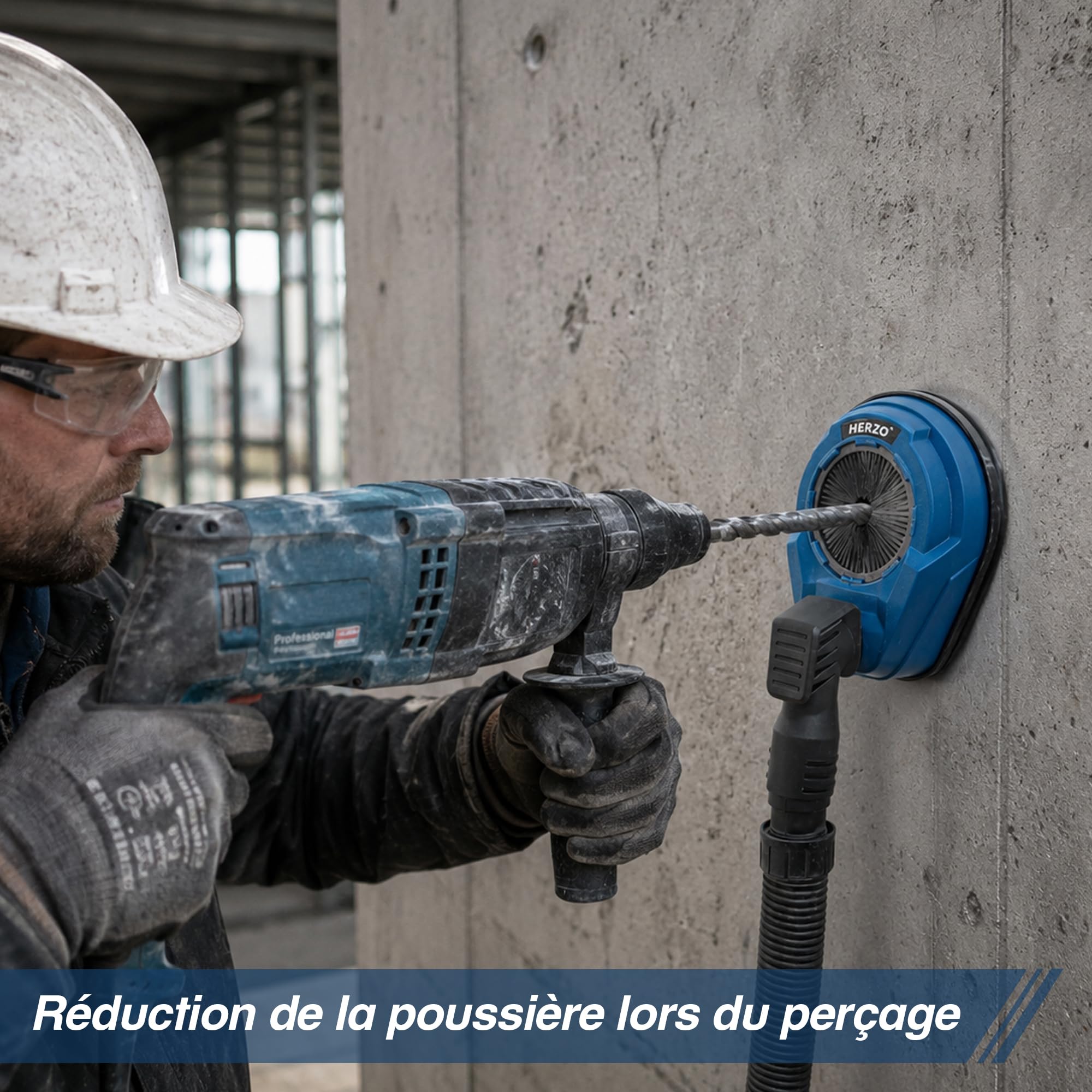 HERZO Capot de protection de Marteau Perforateur Électrique Professional dispositif d'aspiration