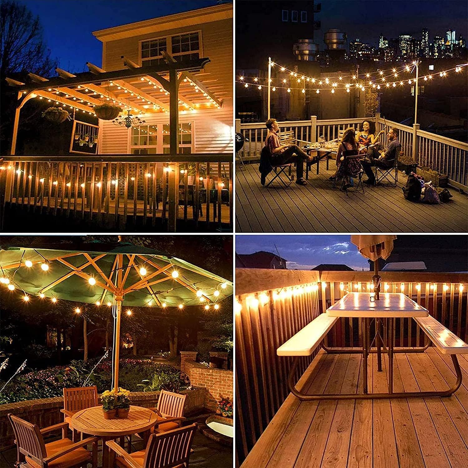 Brigros White - Catena Luminosa Esterno Con Pannello Solare, 27 Luci Da Esterno Giardino Solari, Luci Led A Basso Consumo Con 8 Modalità