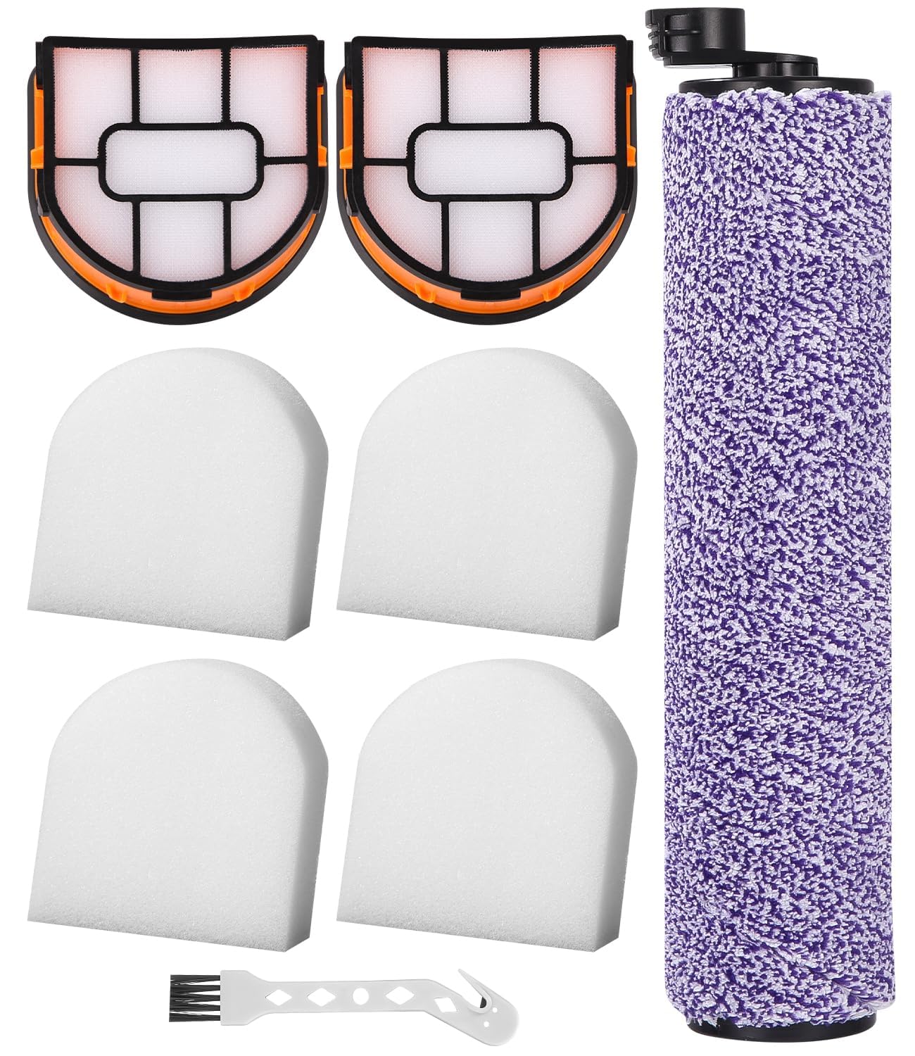 VQOLMYK 8 Pack Replacement Parts for Shark HydroVac, 1 Brush Rolls + 6 Filters + 1 Cleaning Brush, Compatible with WD101 WD200 WD201 AW201 AW302 Wet Dry Vacuum Cleaner