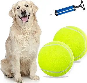 COVGOPI Dog Toy Balls - 9.5" Large Dog Tennis Ball Puzzle Toys Interactive Play/Training Outdoor/Indoor, Oversize Rubber Inflatable Dog Balls Fun for Small, Medium, Large Dogs