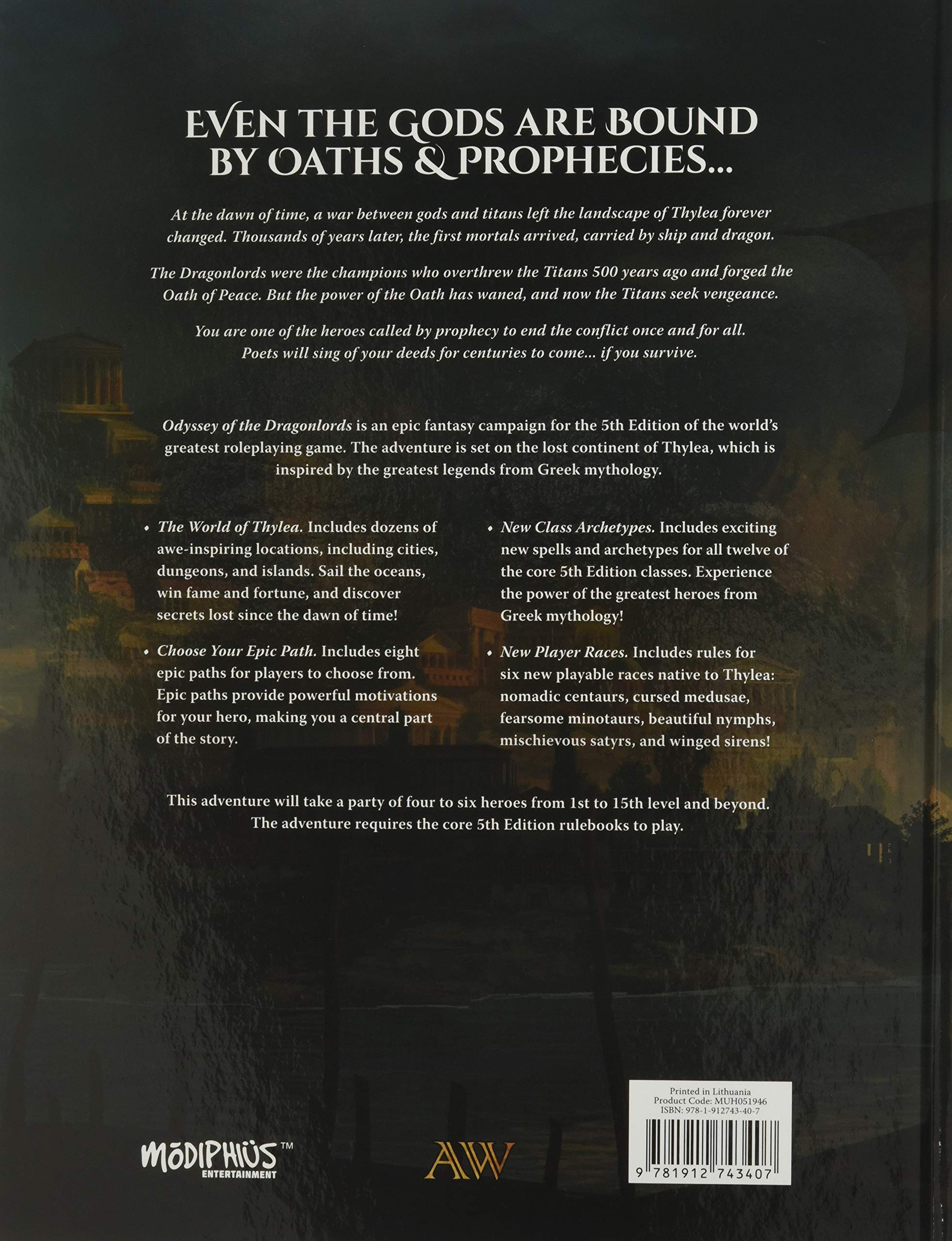 Modiphius Entertainment | Odyssey of The Dragonlords: Hardcover Adventure Book | Role Playing Game | English