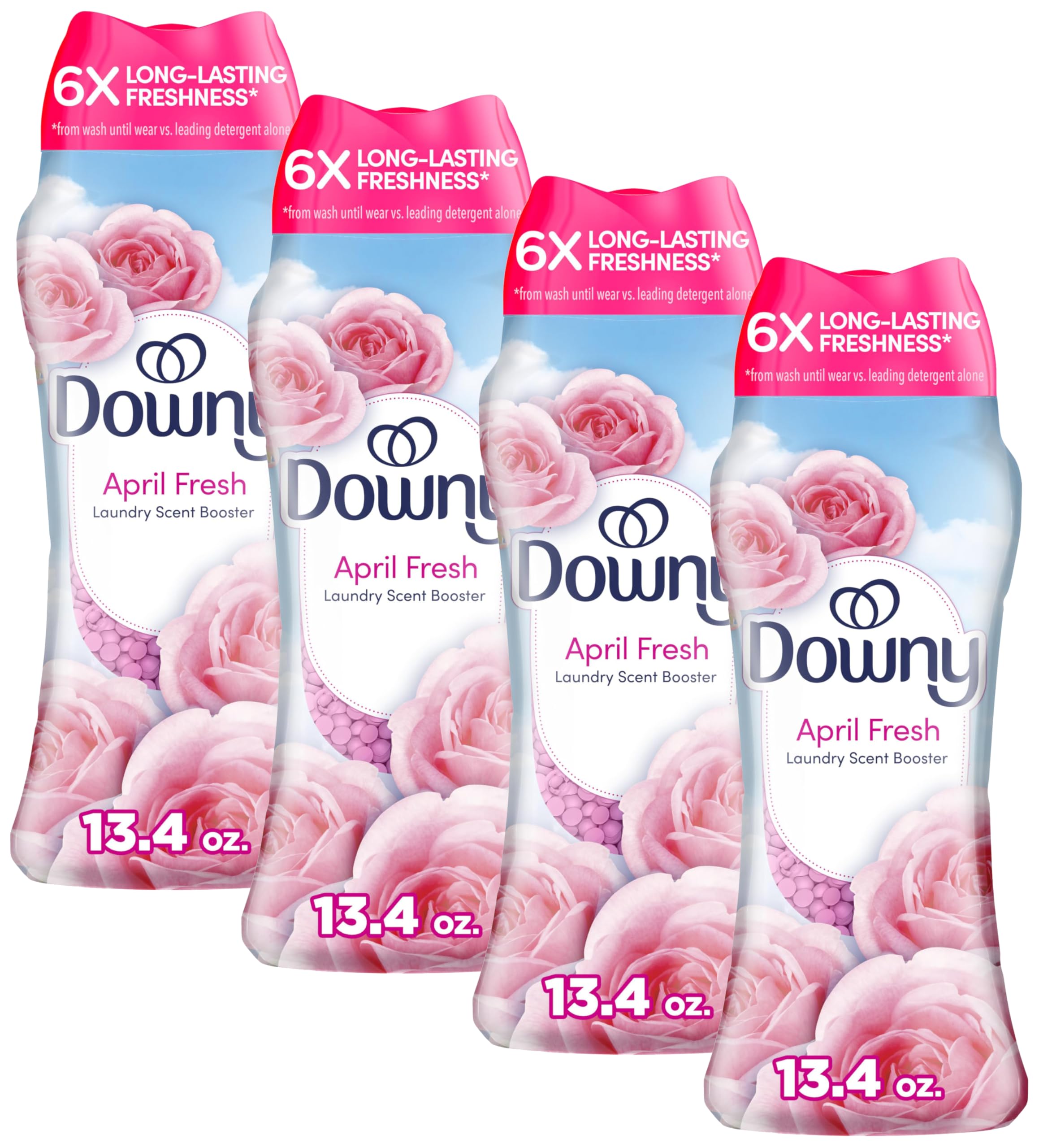 Downy April Fresh In-Wash Laundry Scent Booster Beads, laundry scent beads, Long-lasting Freshness, 13.4 Ounce (Pack of 4)