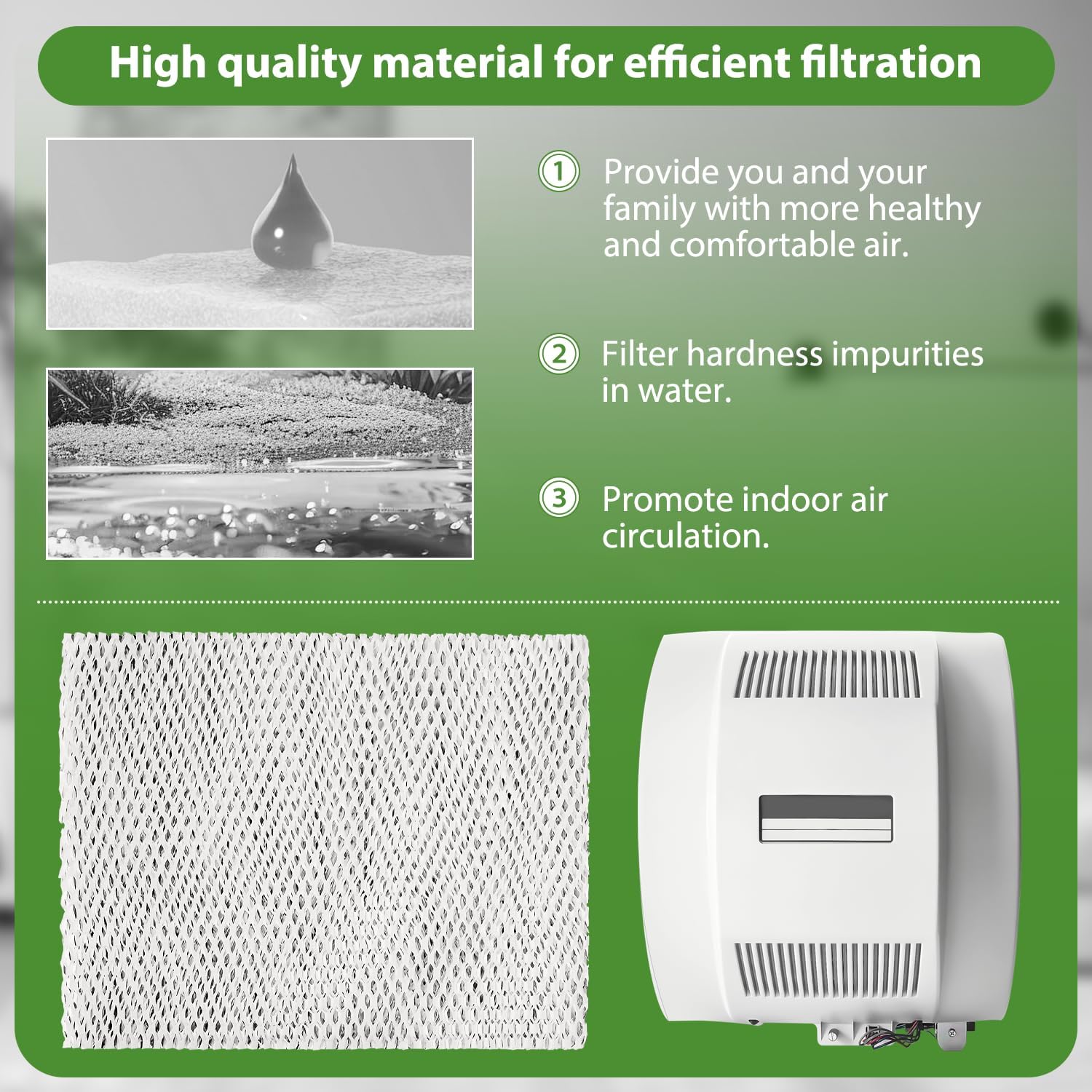 2-Pack Replacement Water Panel Pad for Carrier Humidifiers Replaces for P110-3545 P1103545 Fits for HUMCCLBP2217 HUMCCLBP2317 HUMCALBP2317 HUMCCLBP2417 10 1/8" x 12 7/8" x 1 1/2