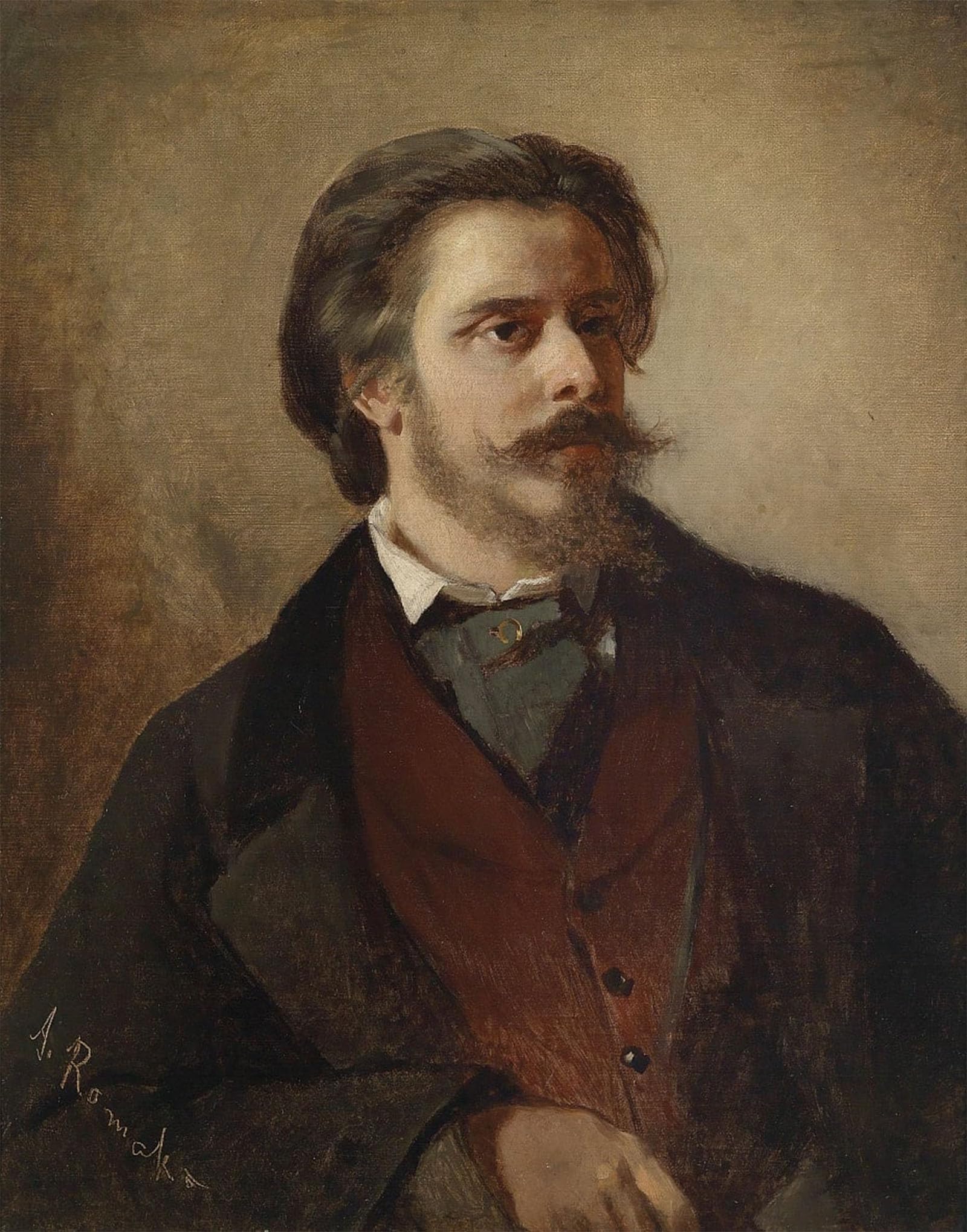 POSTERIIk Vintage Classic Picture Landscape Artwork Portrait of the Painter Berthold Winder by Anton Romako Portrait Canvas Painting for Office Home Decor 60x90cm