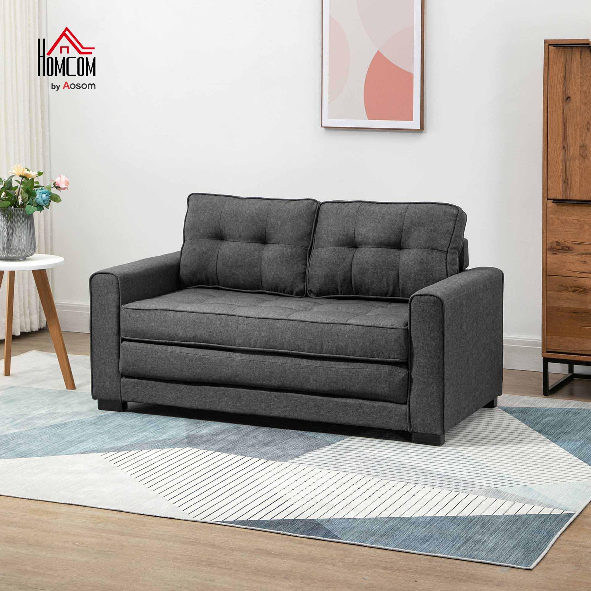 HOMCOM Schlafsofa mit Schlaffunktion 2-Sitzer Grau 147,5 x 75 x 85 cm