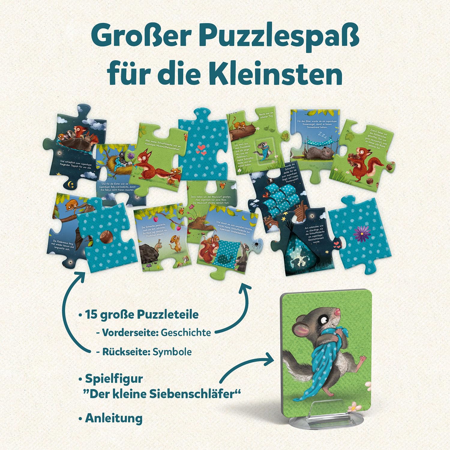 Franckh-Kosmos Mein Erstes Story-Puzzle: Der Kleine Siebenschläfer, 15-Piece Puzzle Game, Cardboard, Jigsaw, Classic, 3 - 6 Years - Image 3