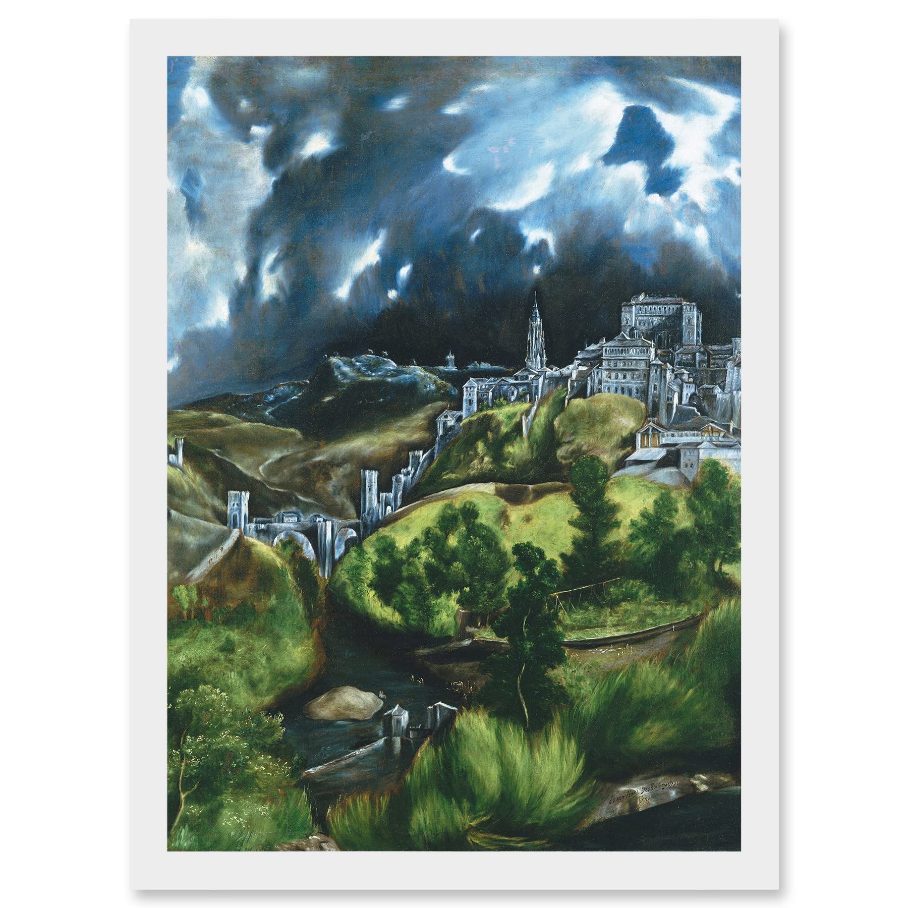 Artery8 El Greco View Of Toledo Spain Expressive Painting Artwork Framed Wall Art Print A4