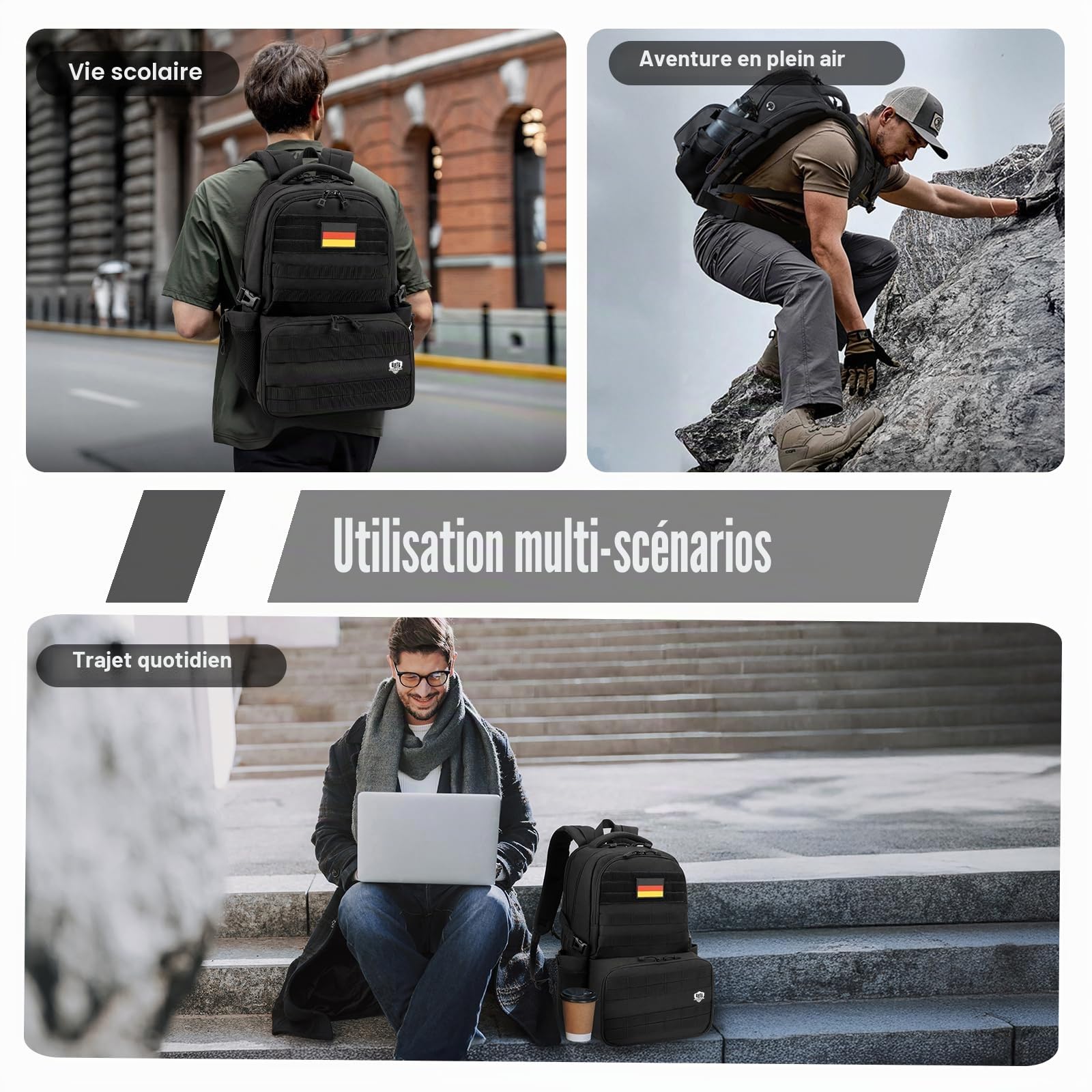 Sac à dos isotherme pour homme avec boîte à déjeuner de 6 L : sac à dos de 40 L pour homme avec compartiment pour ordinateur portable, sac de travail avec boîte à déjeuner sac isotherme pour l'école