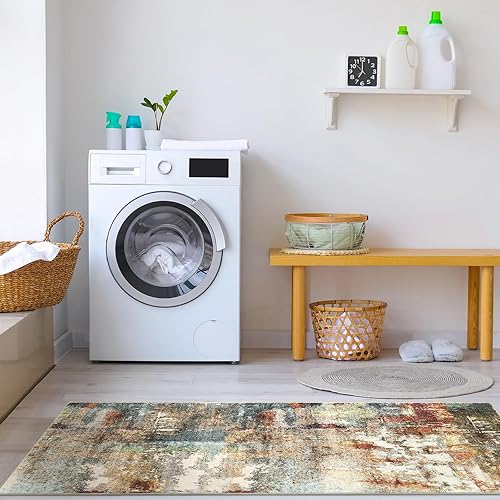 Miniatura 120 de Morebes Alfombra de cocina lavable abstracta de 2 x 3 pulgadas, colorida alfombra de baño pequeña, antideslizante, suave, alfombra