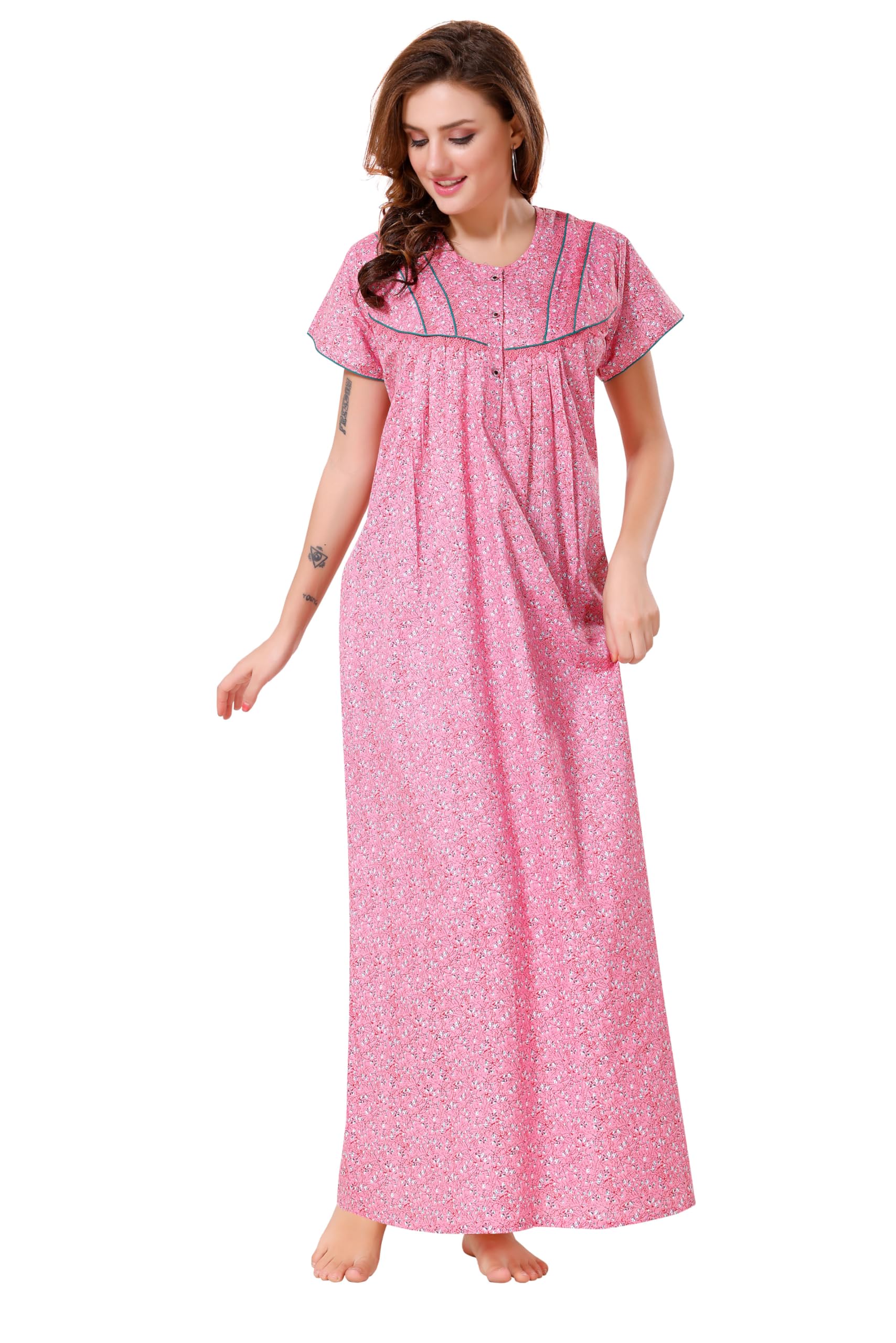 soulemo Women's Pure Cotton Floor Length Nighty 1678-picture-17
