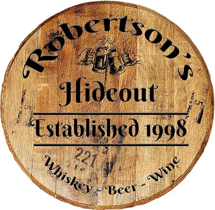 Personalized Whiskey Barrel Head - Custom Hideout -...