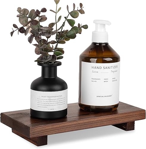 Miniatura 10 de Organizador de encimera de baño, soporte de pedestal de madera, bandeja decorativa de granja, soporte para jabón para decoración de cocina, pequeño