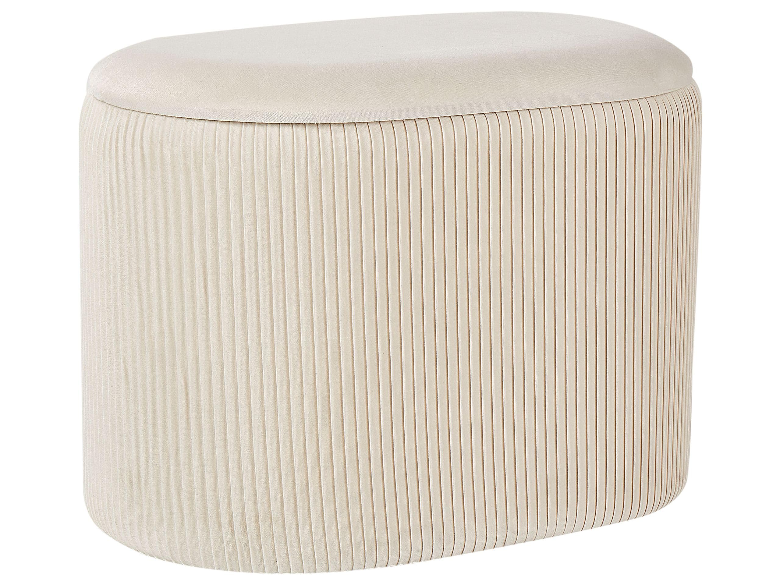 Beliani Pouf Glamour Tappezzeria in velluto beige chiaro contenitore