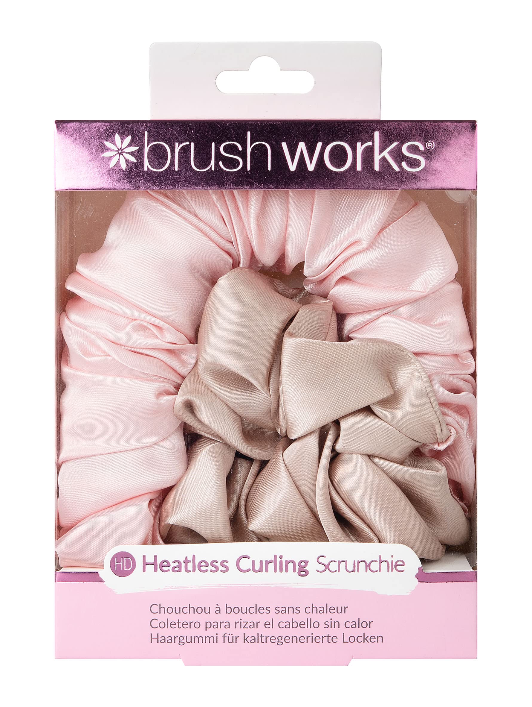 Brushworks Heatless Curling Scrunchie Pink