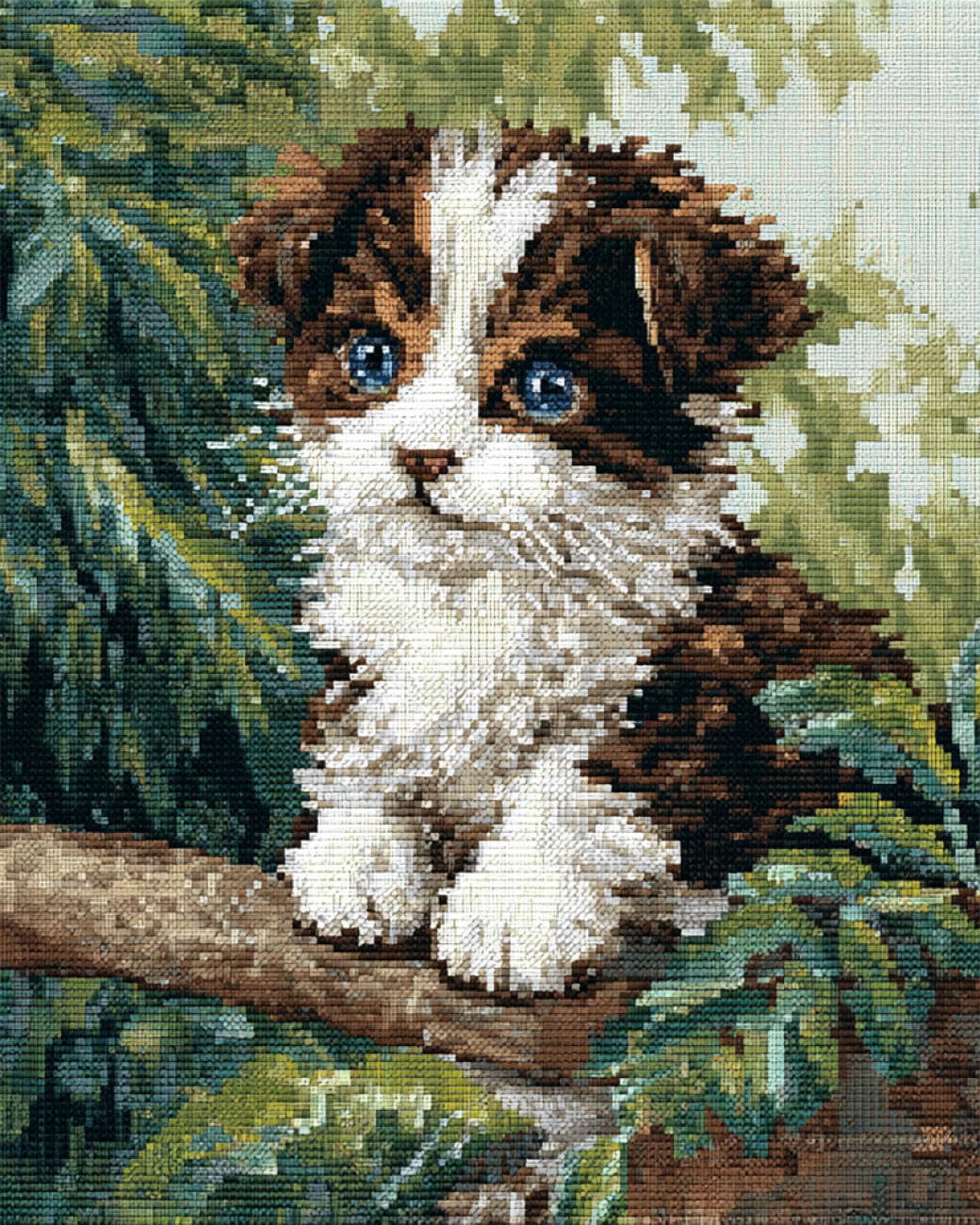 AxiangziK DIY Stamped Cross Stitch Kits Cartoon Dog 11CT 30x40cm