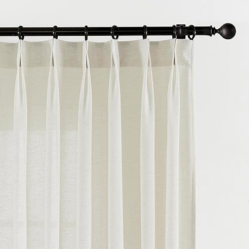 Juego de 2 paneles de cortinas de 108 pulgadas de largo, de lino transparente, con pestaña trasera plisada, doble pliegue, filtro de luz, semi disponible en Yaxa Venezuela