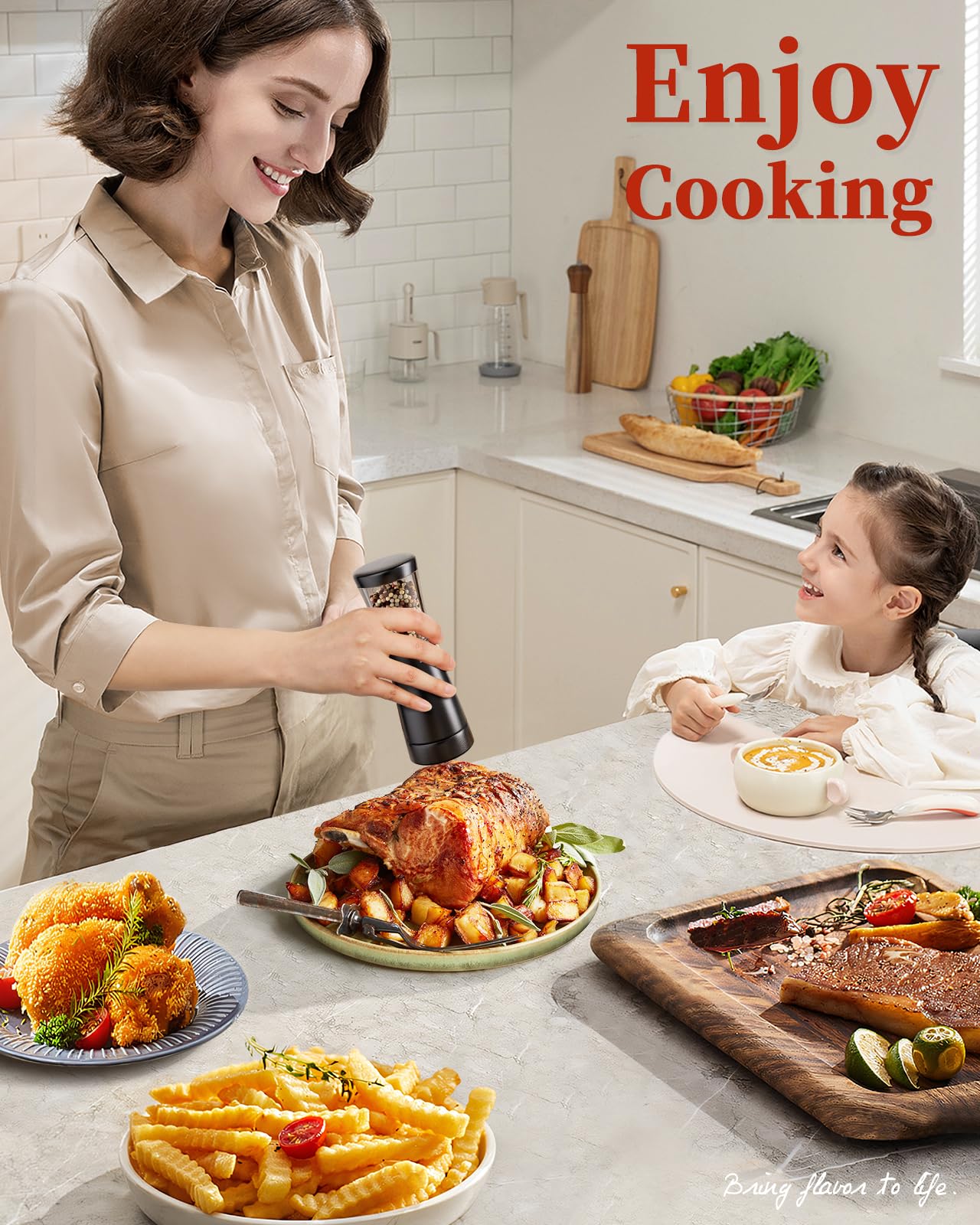 Set Macinapepe Elettrico Ricaricabile TOMEEM - 2 Pezzi, Acciaio Inox, LED, Ceramica - Foto 6