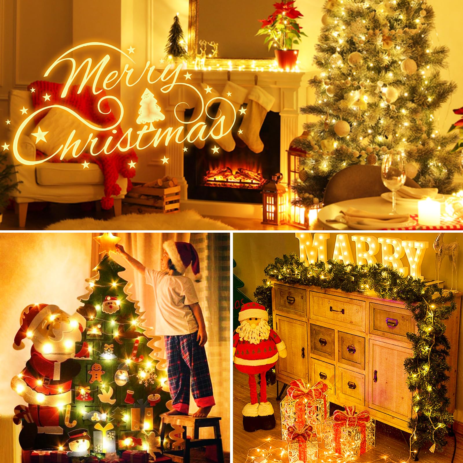 【Paquete de 10】Guirnalda de luces que funcionan con pilas con temporizador, cadena de 20 luces LED de 7 pies, impermeable, alambre plateado, luces parpadeantes para dormitorio, Navidad, boda