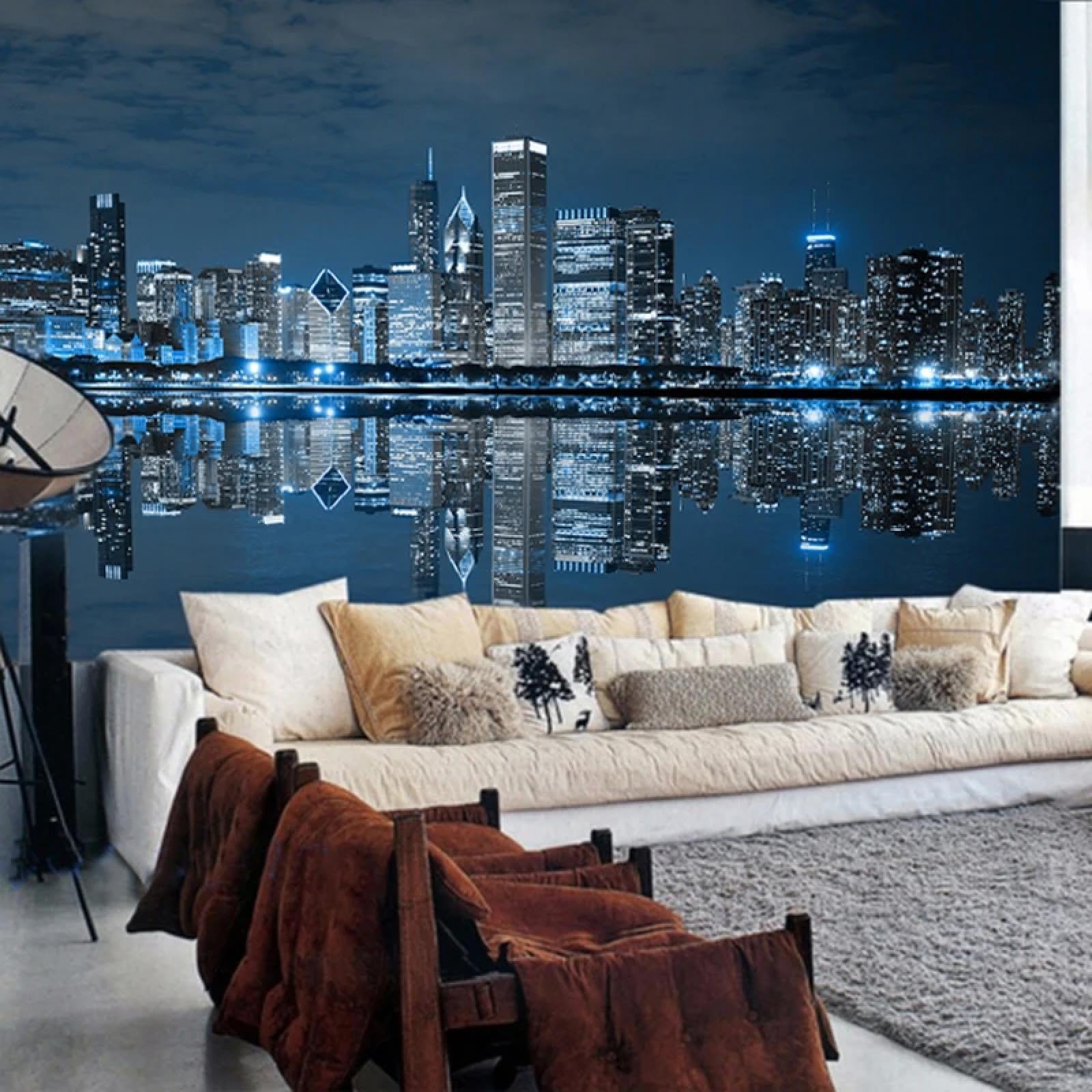 Fototapeta 3D Salon Nowy Jork Noc Widok Miasta Architektura Ściany Sypialnia Okładziny Dekoracje Ścienne