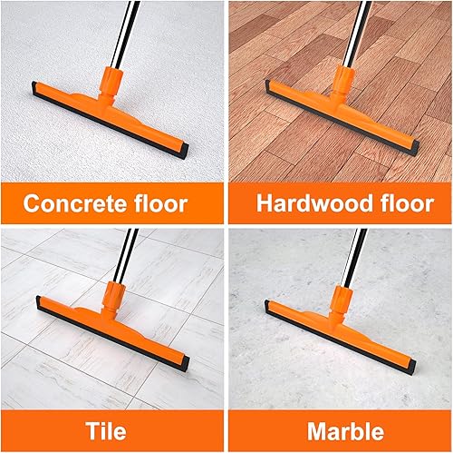 Miniatura 2 de ITTAR Escobilla de suelo resistente, mango ajustable de 62 pulgadas, hoja de espuma EVA, ideal para hormigón, garaje, patio y más