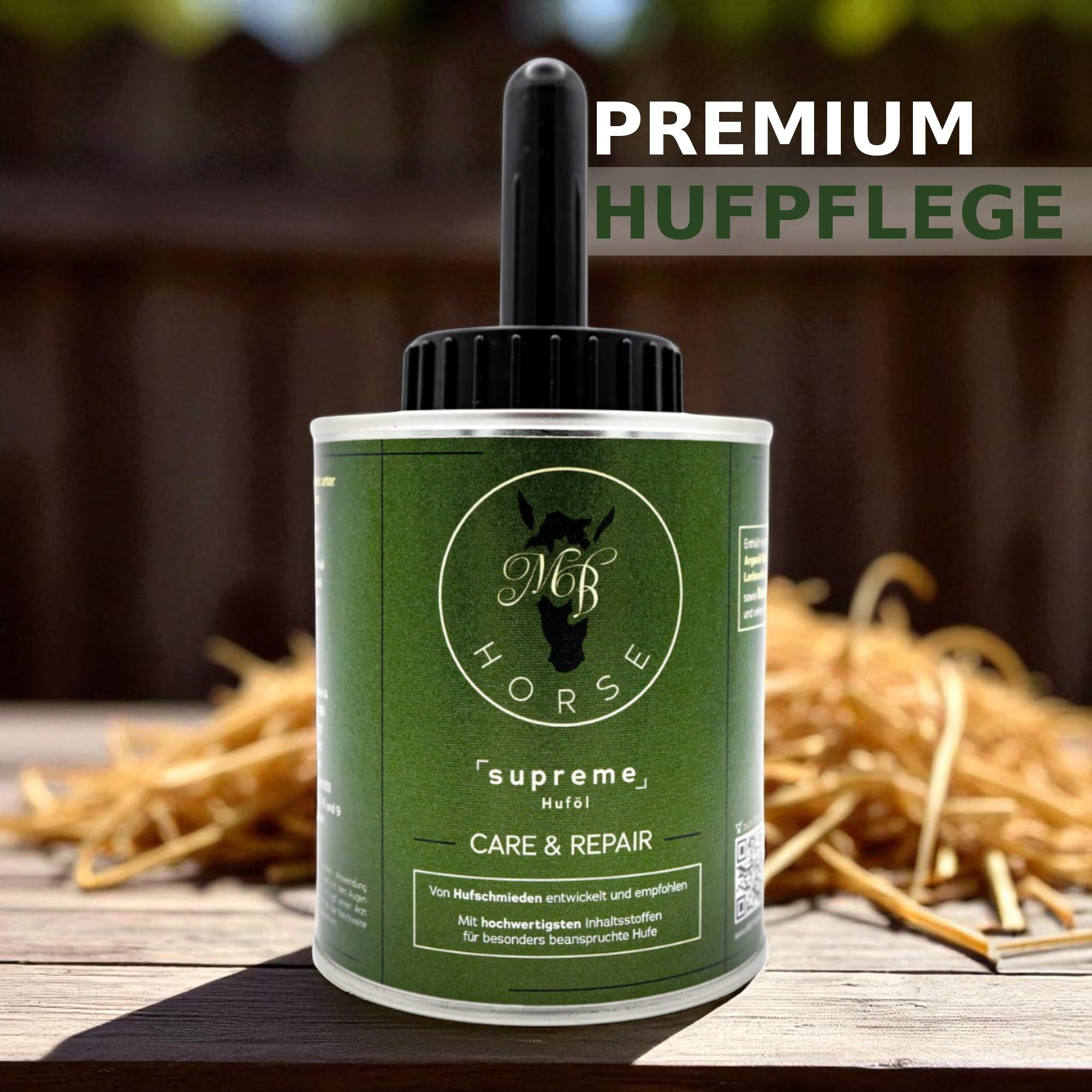 Supreme Huföl Care & Repair, Keratin Biotin Luxus Huföl für Pferde, Pferdeöl Pflegeöl Pferdepflege Hufpflege Hufgesundheit, mit Arganöl Jojobaöl Lorbeeröl Lachsöl Leinöl und mehr