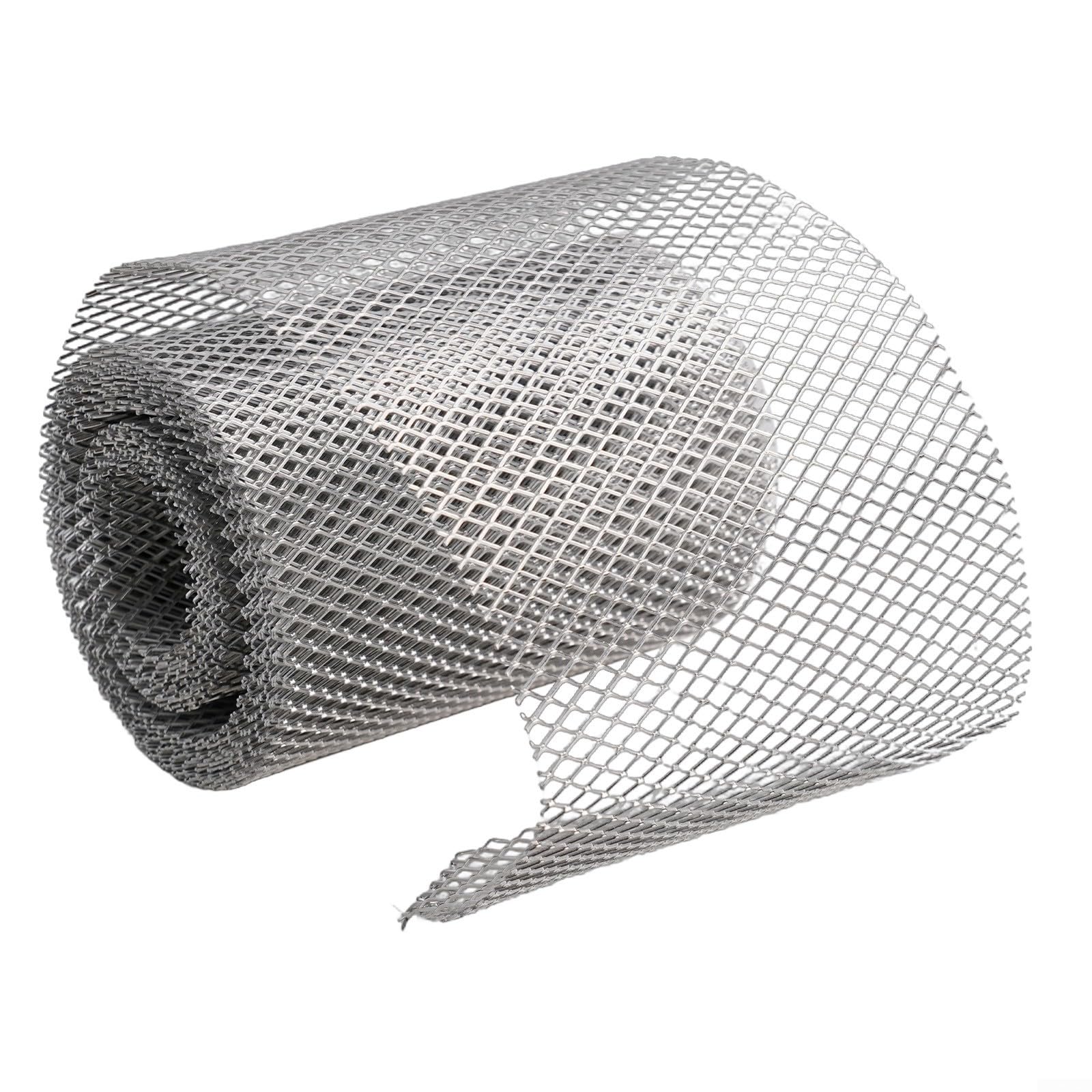 Dachrinnenschutz, Netz-Aluminium-Sichtabdeckung mit Haken, DIY für Laubschutz für Regenrinnen, dickes Netz-Fallrohrfilter, grau (150 x 6,1)