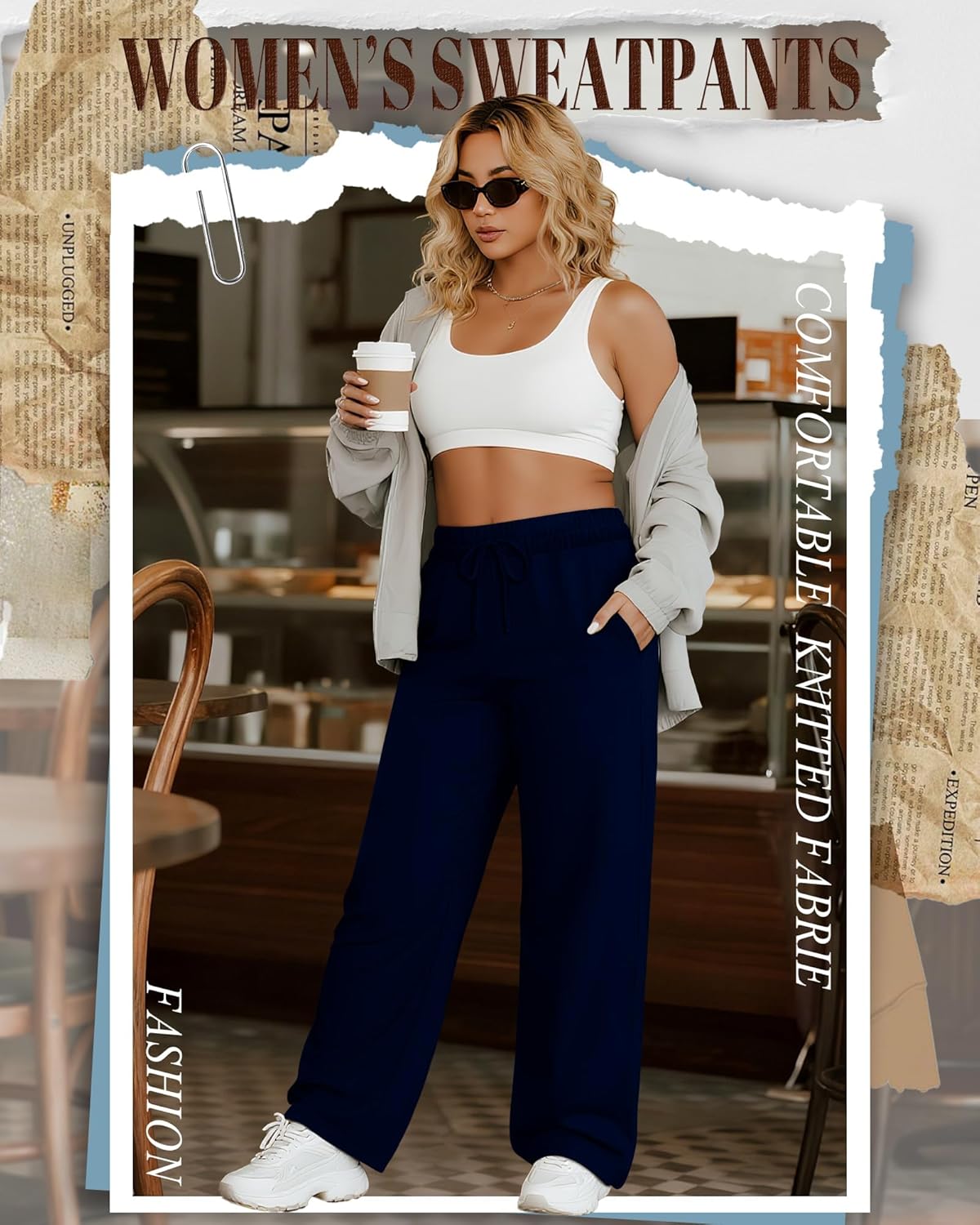 Neer 3 Pack Women's Plus Size Wide Leg Pants, Elastic Waist Lounge Pants with Pockets Drawstring Casual Pj Yoga Sweatpants - Image 7